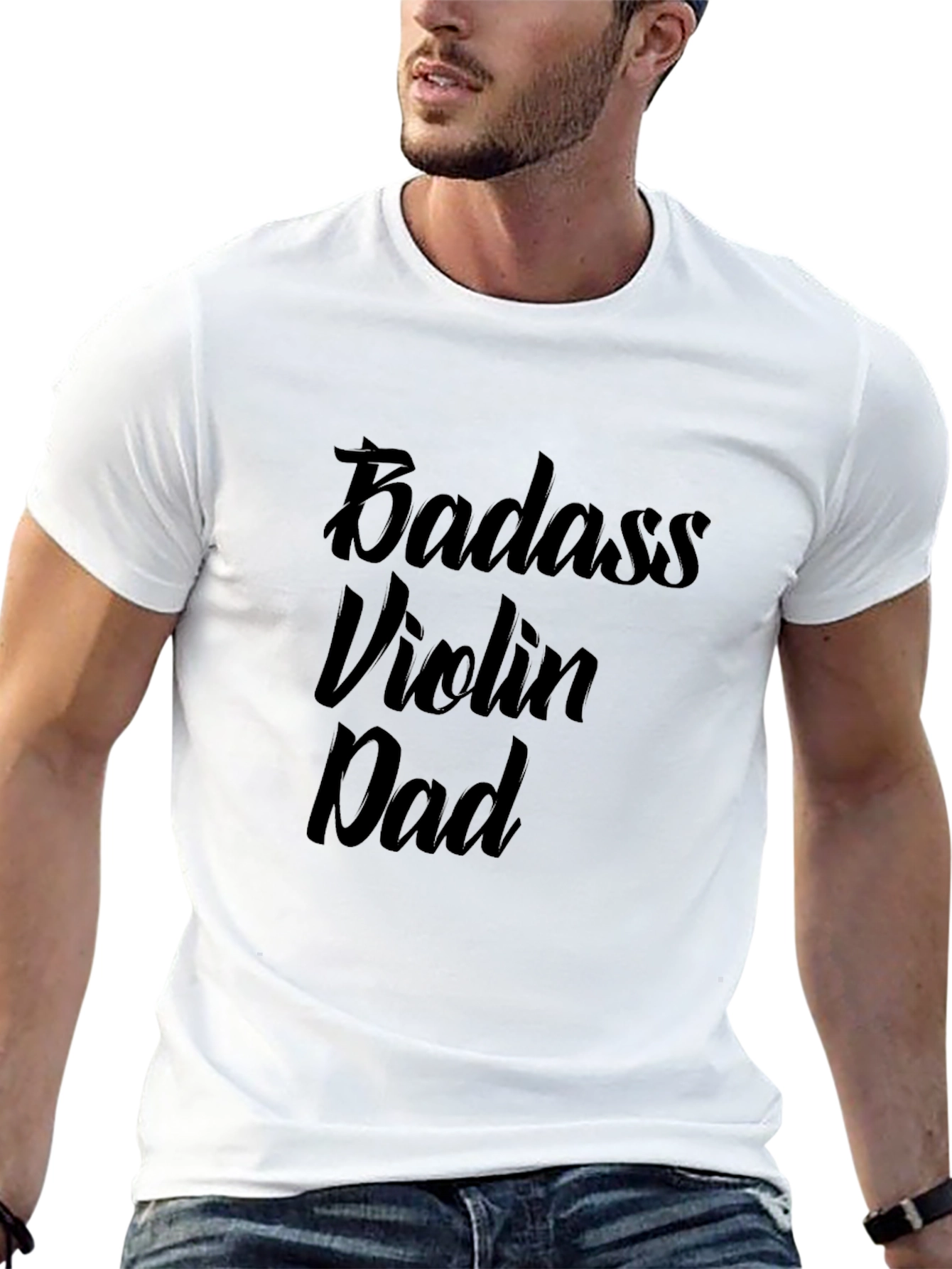 Badass Violin Dad Graphic Tee - Black