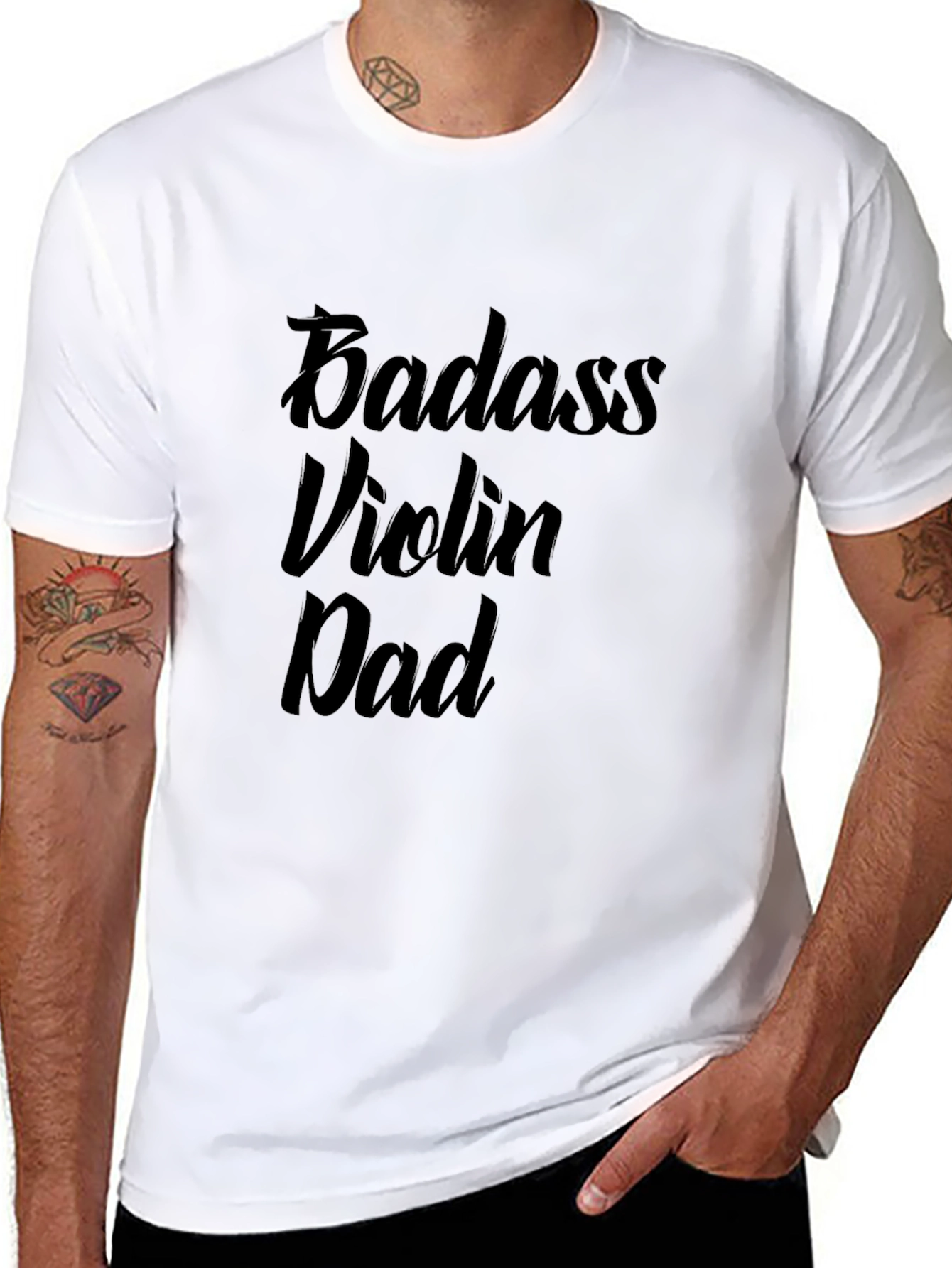 Badass Violin Dad Graphic Tee - Black
