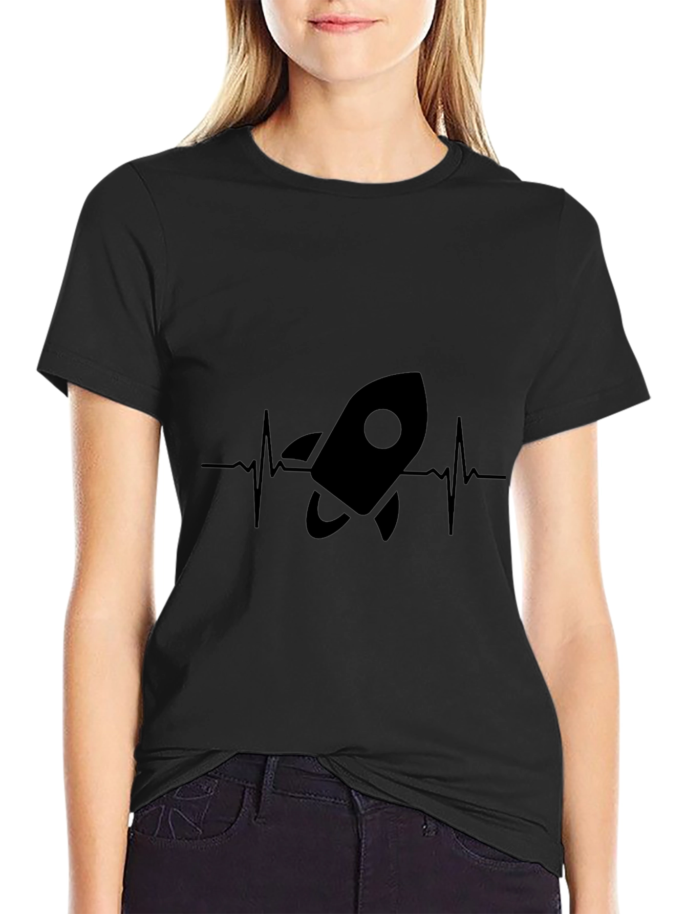 Rocket Heartbeat Graphic T-Shirt - Black
