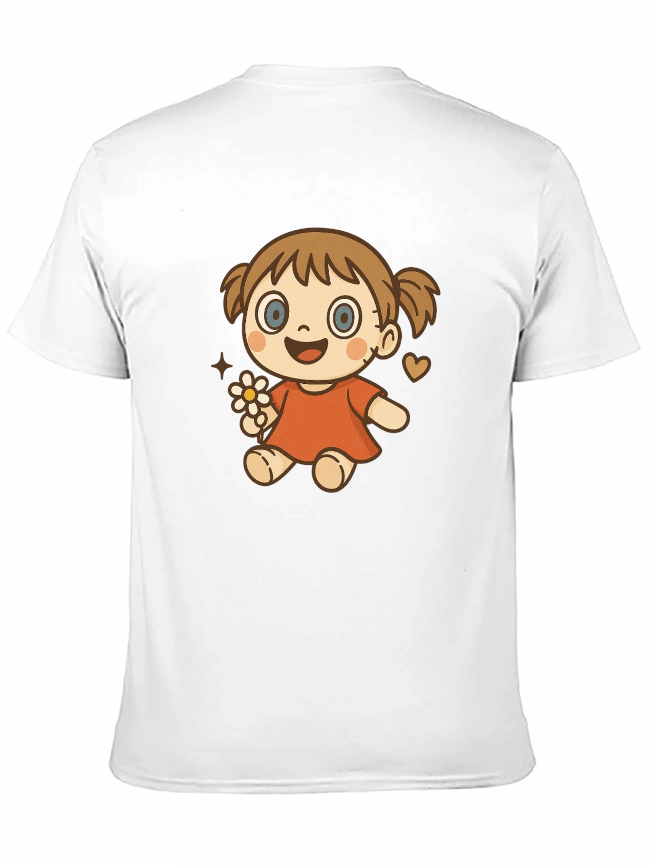 Cute Cartoon Girl Graphic T-Shirt - Black