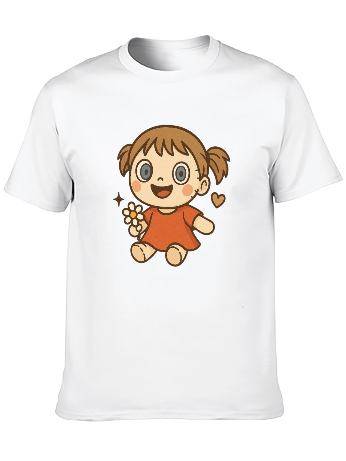 Cute Cartoon Girl Graphic T-Shirt - Black