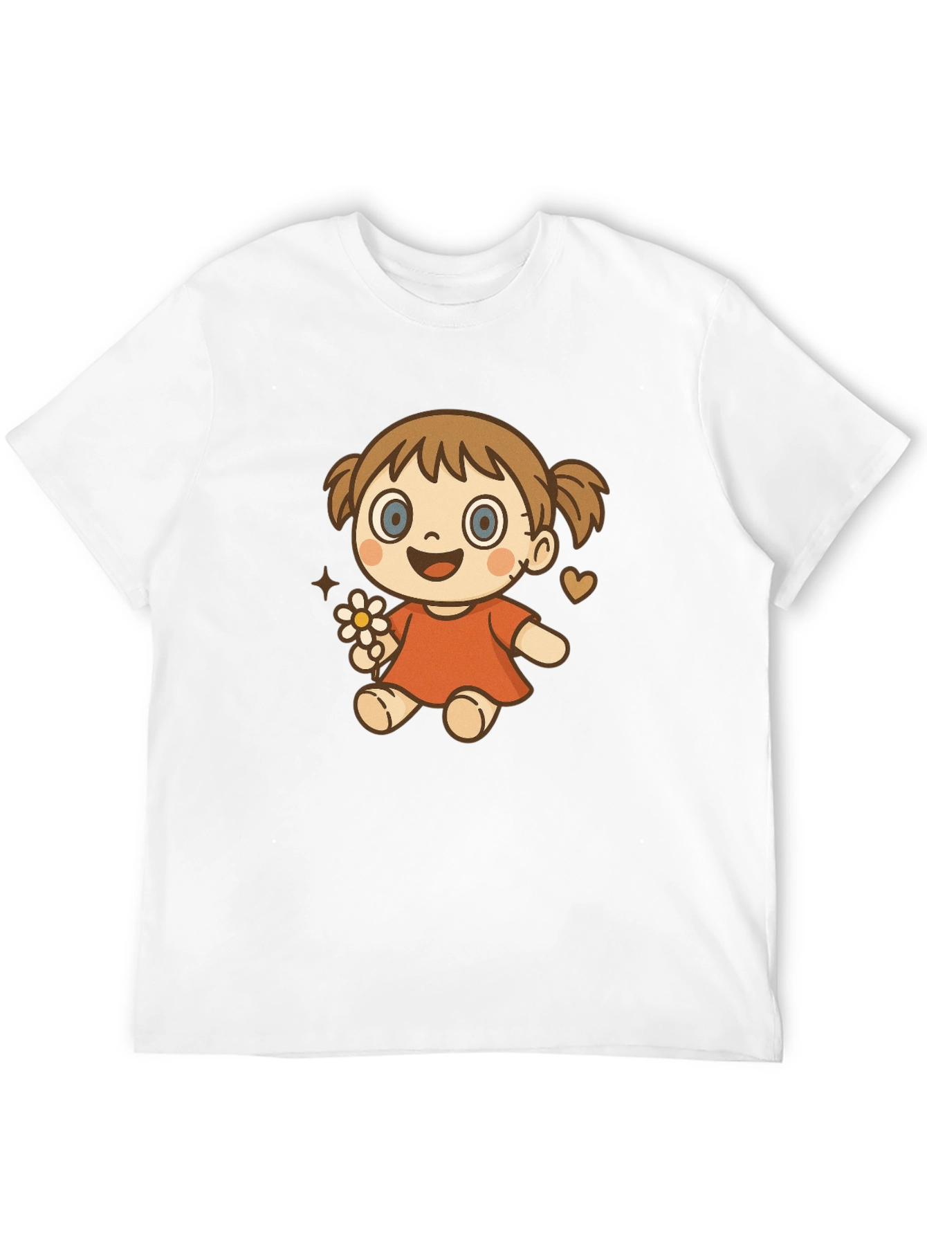 Cute Cartoon Girl Graphic T-Shirt - Black