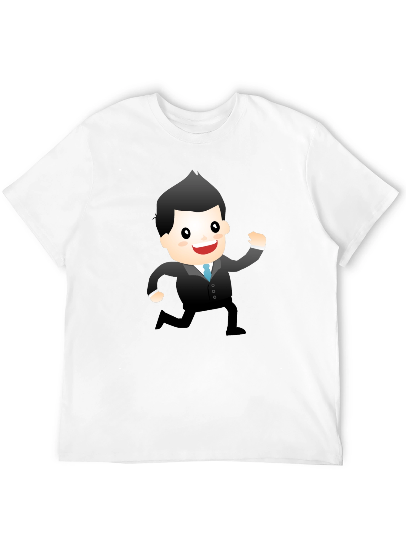 Cartoon Businessman Graphic Tee - Black T-Shirt