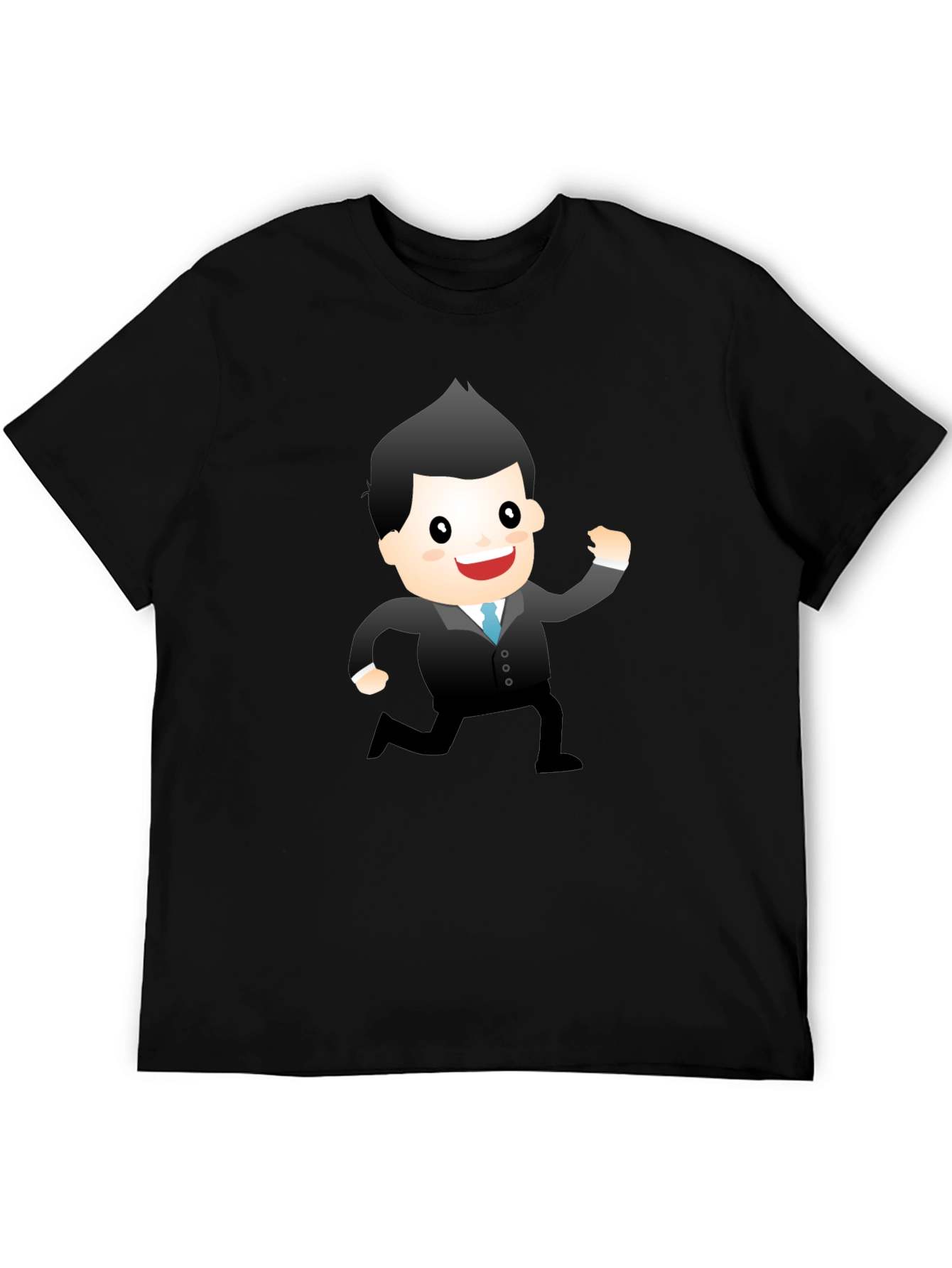 Cartoon Businessman Graphic Tee - Black T-Shirt
