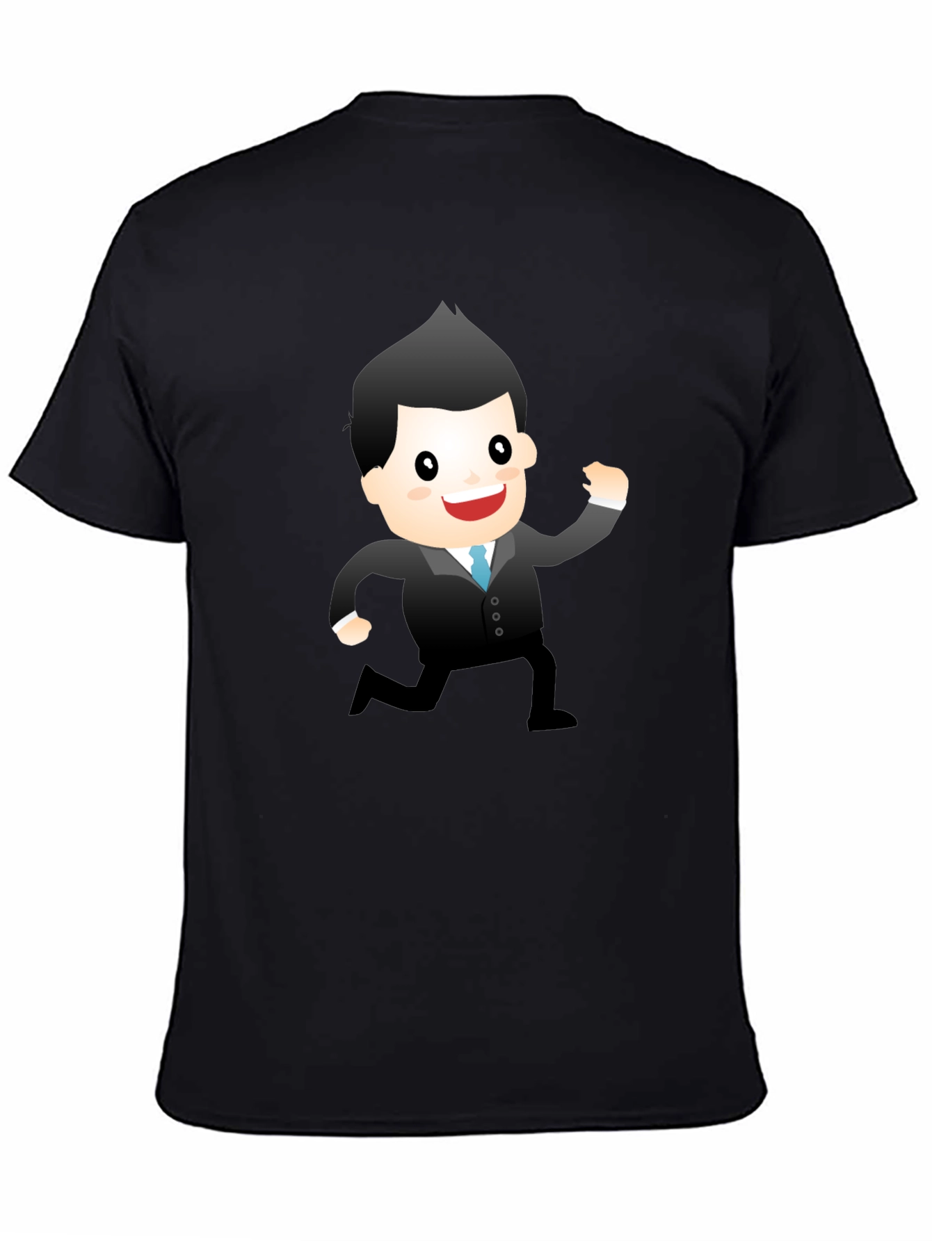 Cartoon Businessman Graphic Tee - Black T-Shirt