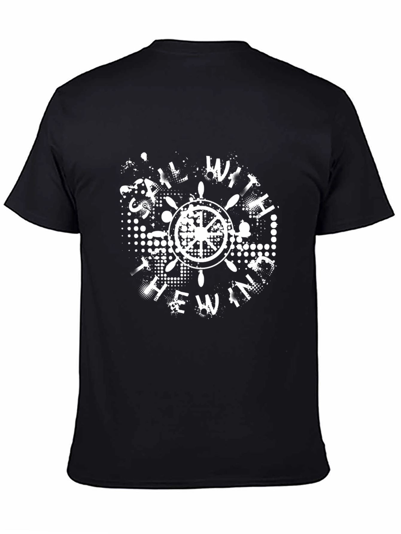 Nautical Wheel Graphic Tee - Sail With The Wind