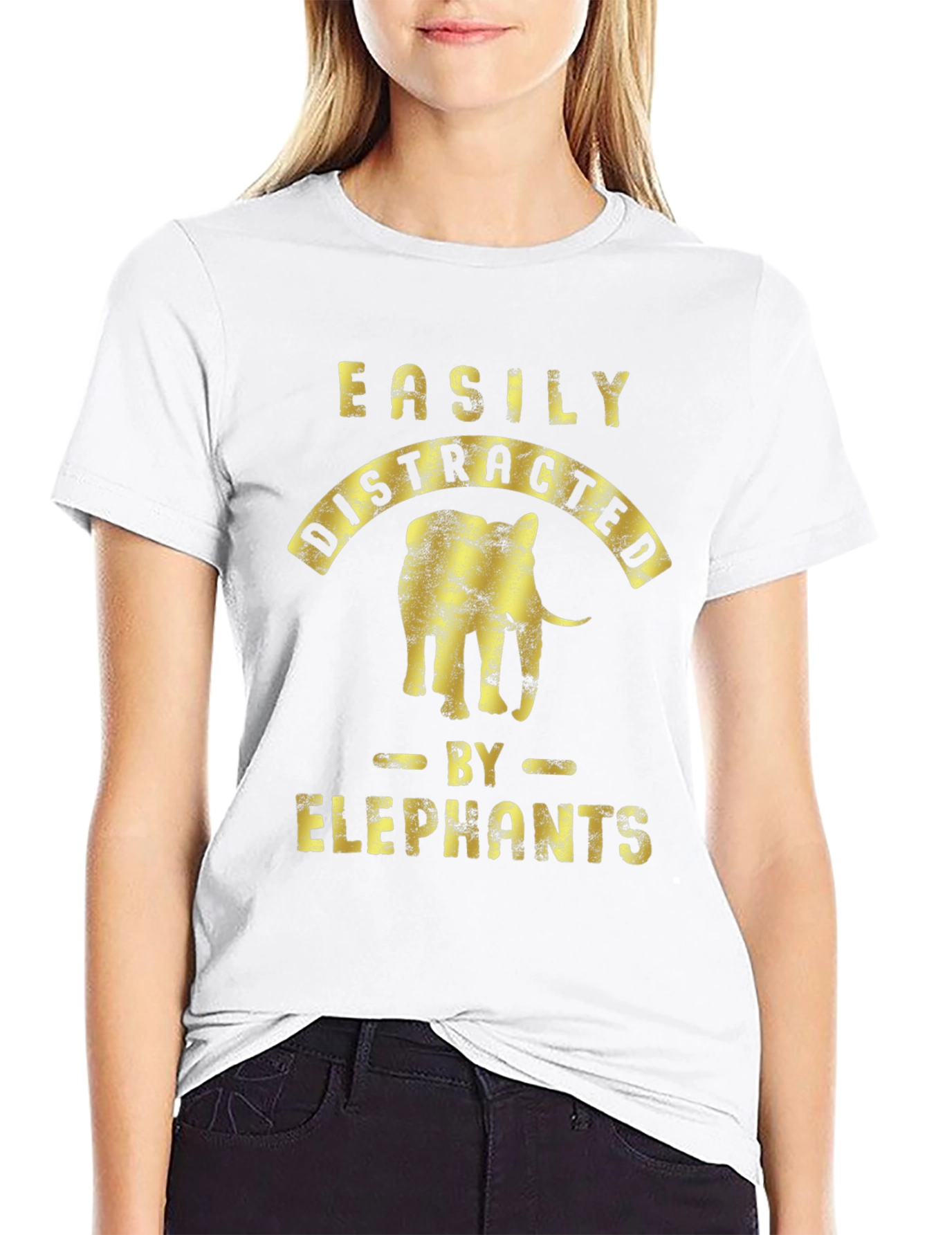 Easily Distracted By Elephants Black T-Shirt