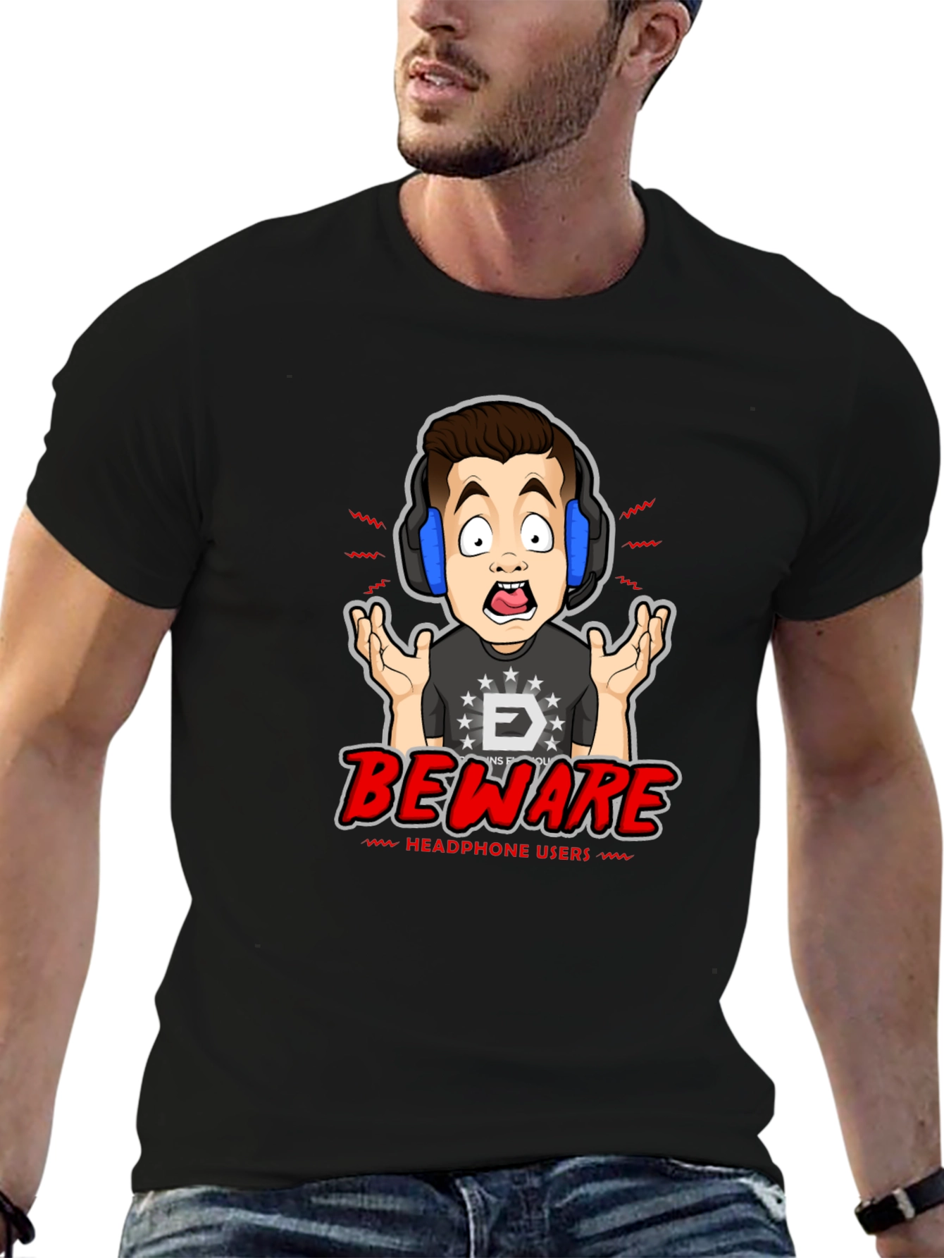 Beware Headphone Users Graphic T-Shirt