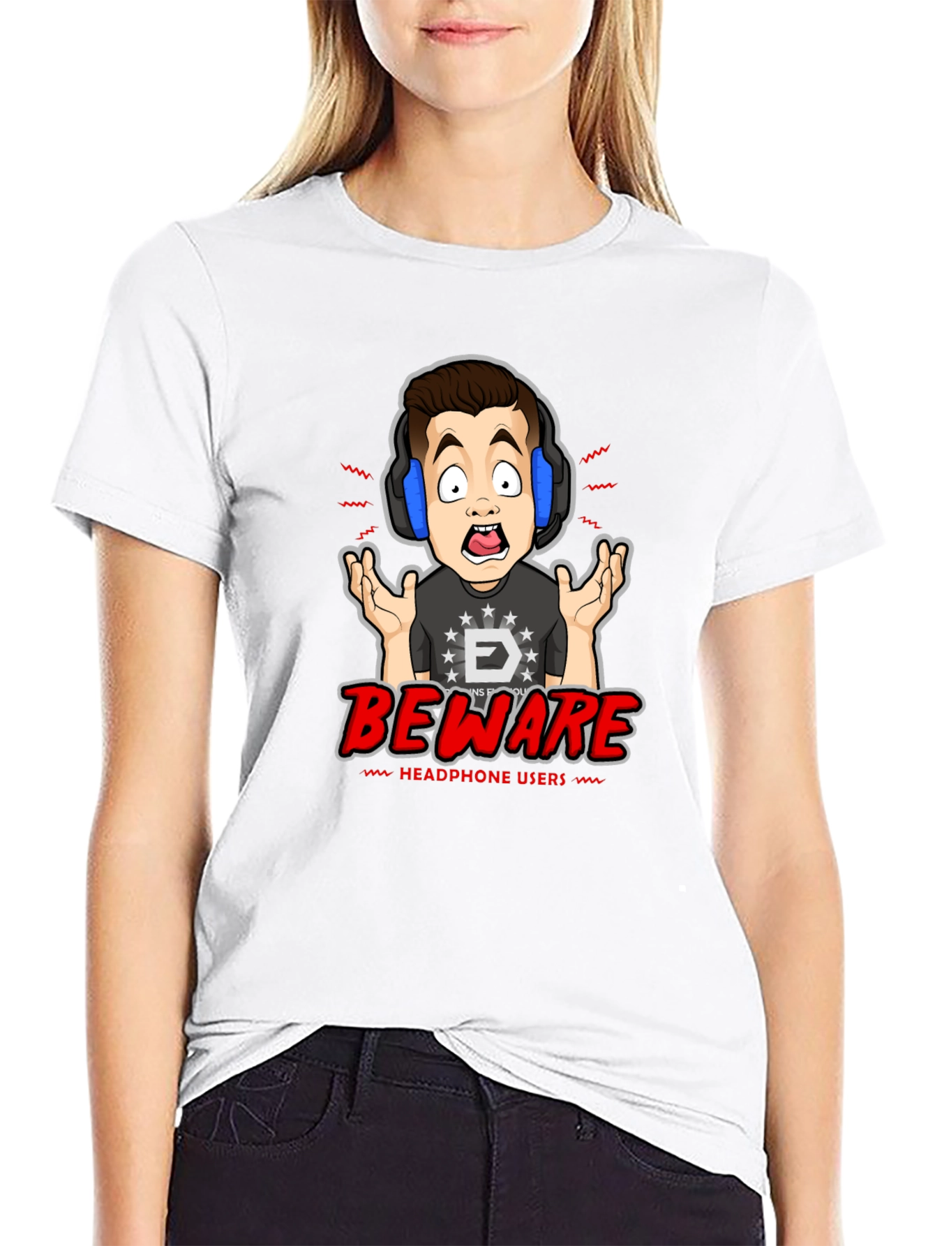 Beware Headphone Users Graphic T-Shirt