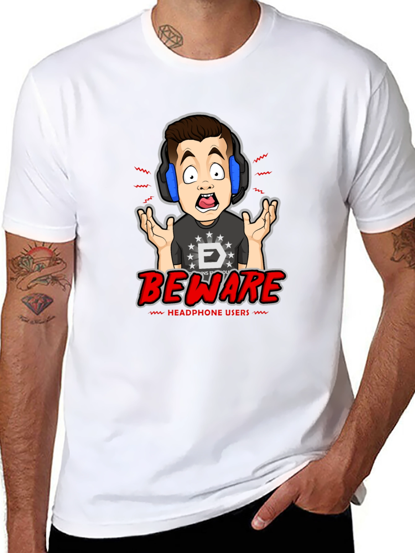Beware Headphone Users Graphic T-Shirt