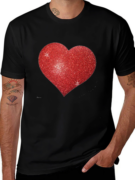 Heart Graphic Tee - Mens Short Sleeve Black T-Shirt