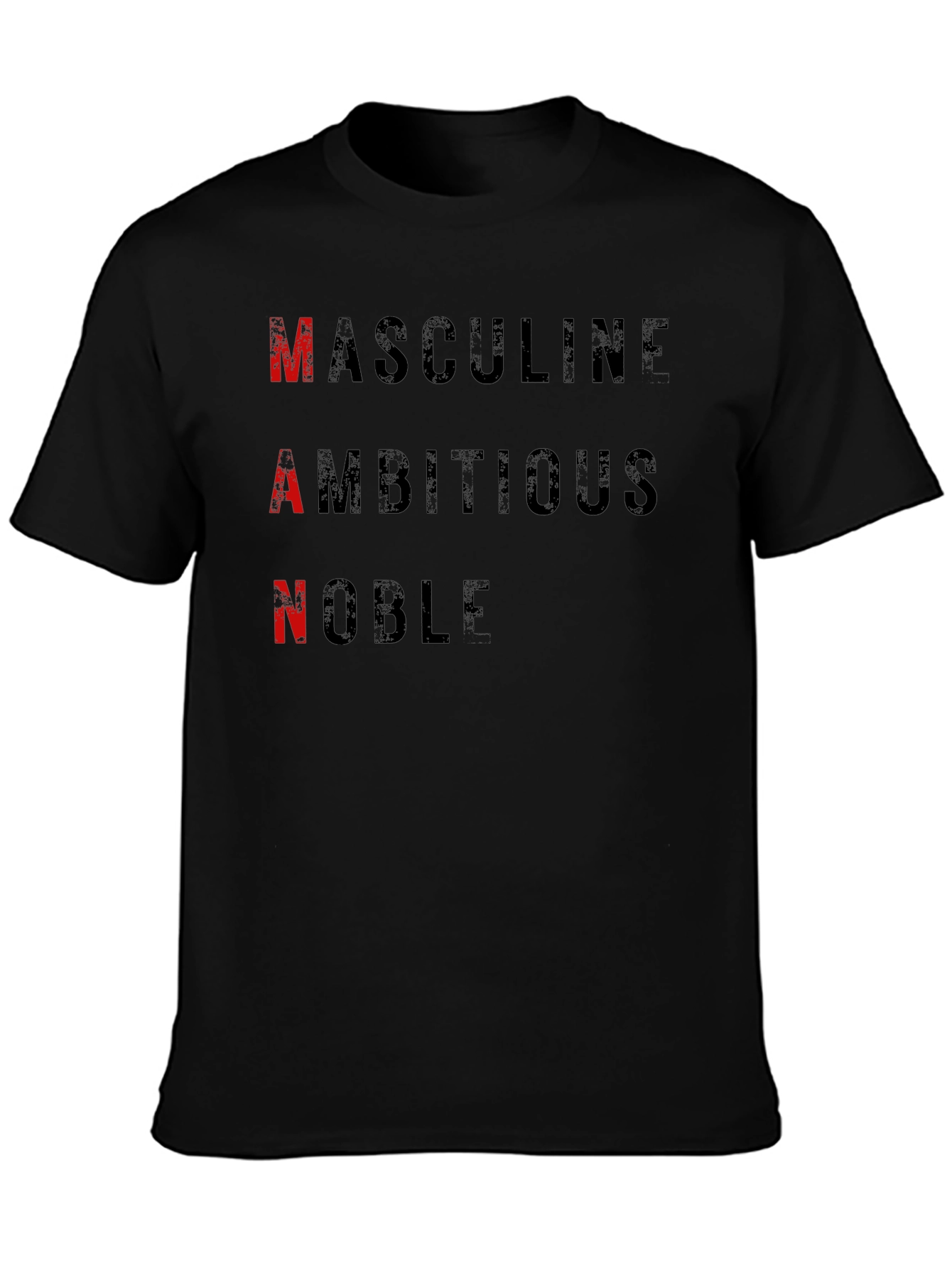 MAN Black Graphic Tee - Masculine Ambitious Noble