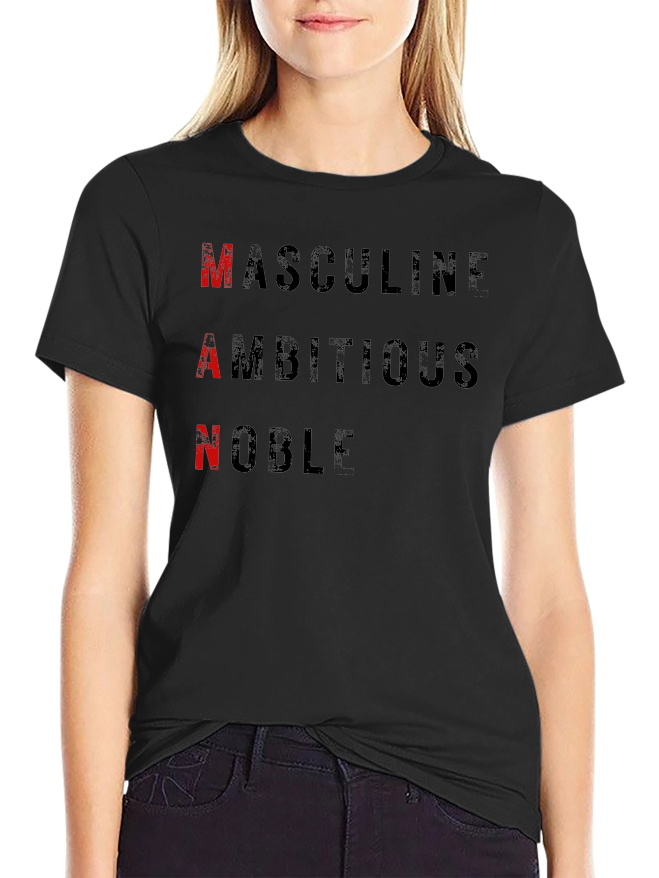 MAN Black Graphic Tee - Masculine Ambitious Noble