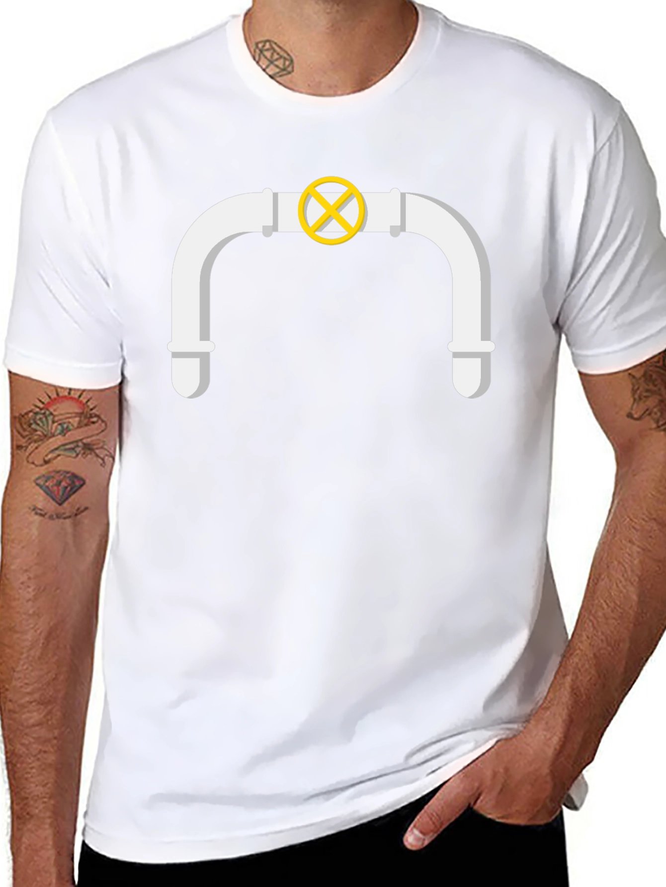 Plumbers Humor Tee: Cartoon Pipe Design