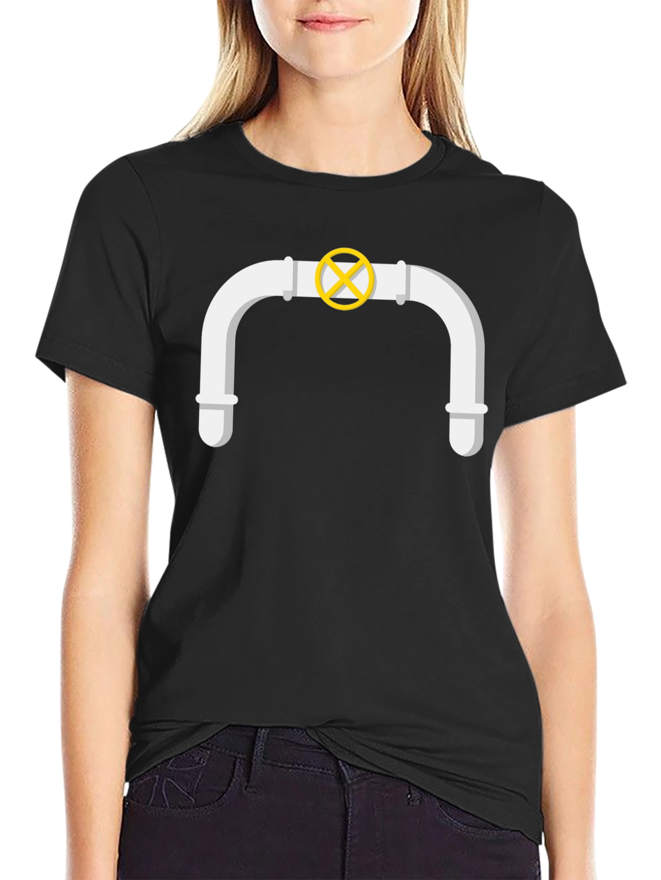 Plumbers Humor Tee: Cartoon Pipe Design