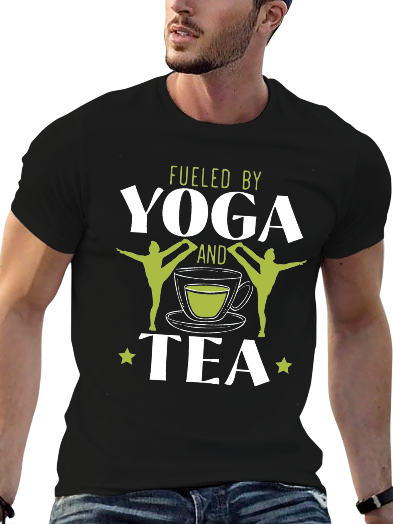 Fueled By Yoga & Tea Black Graphic T-Shirt