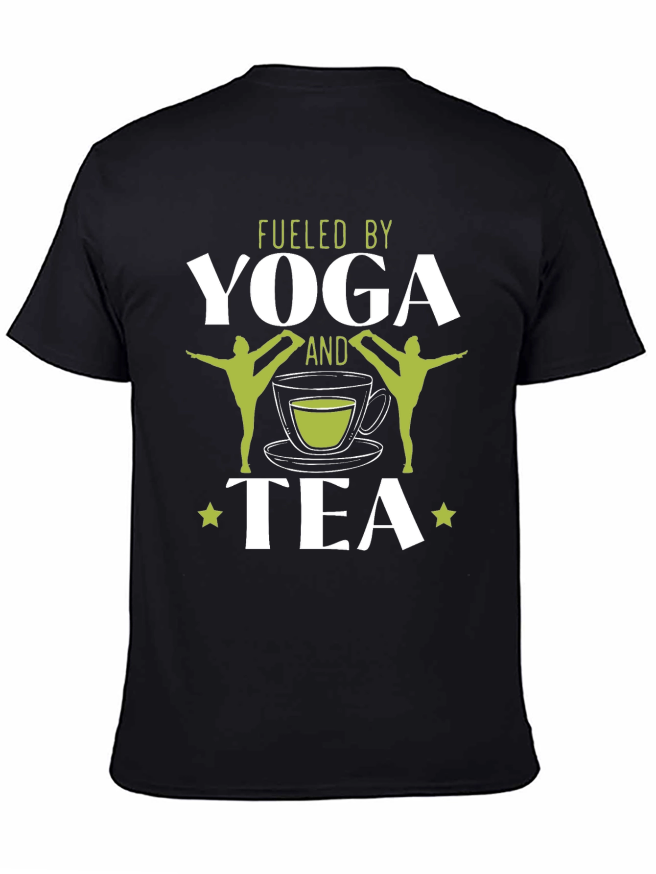 Fueled By Yoga & Tea Black Graphic T-Shirt
