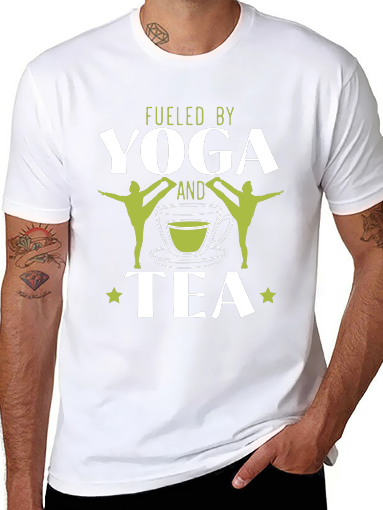 Fueled By Yoga & Tea Black Graphic T-Shirt
