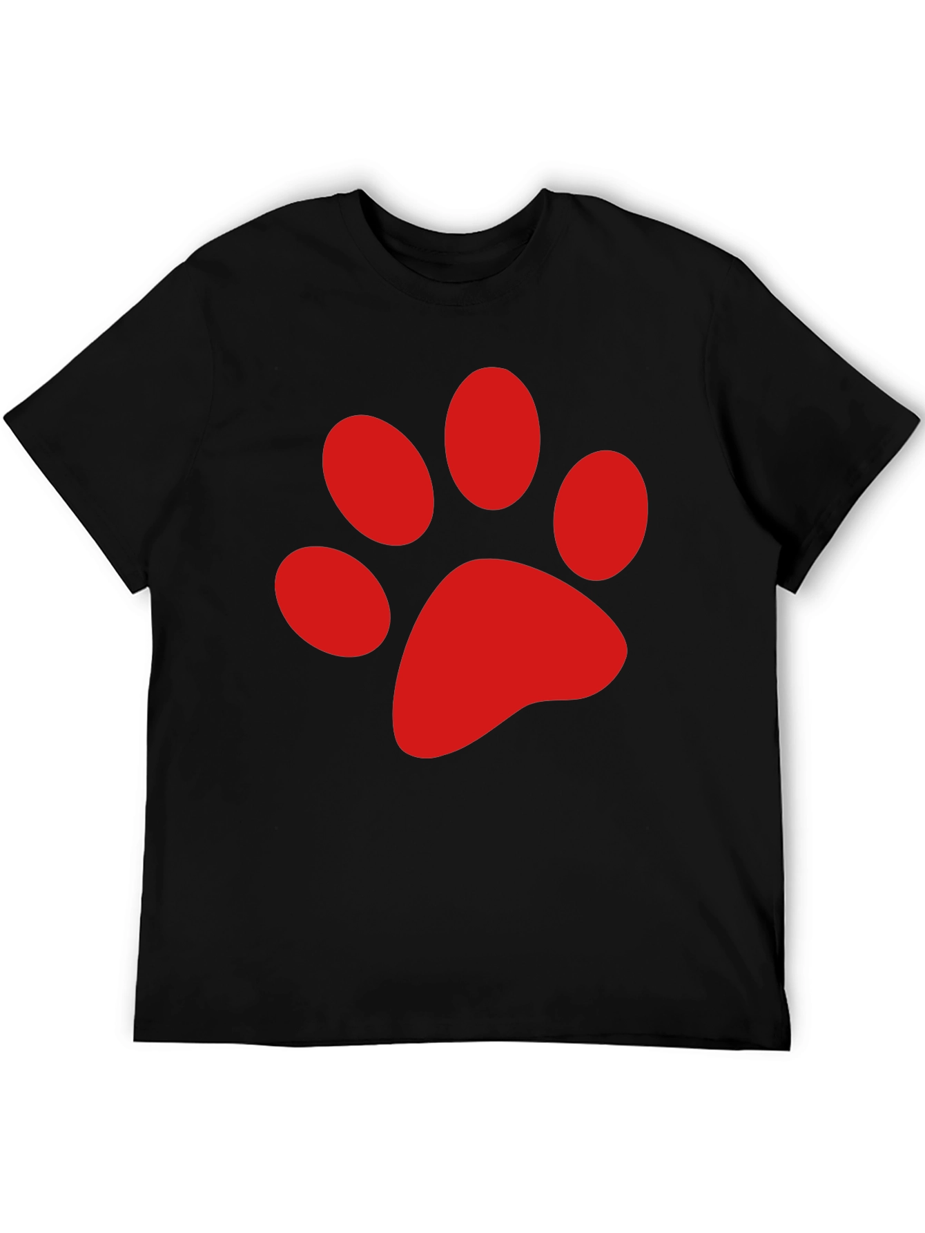 Black Tee with Red Paw Print Design