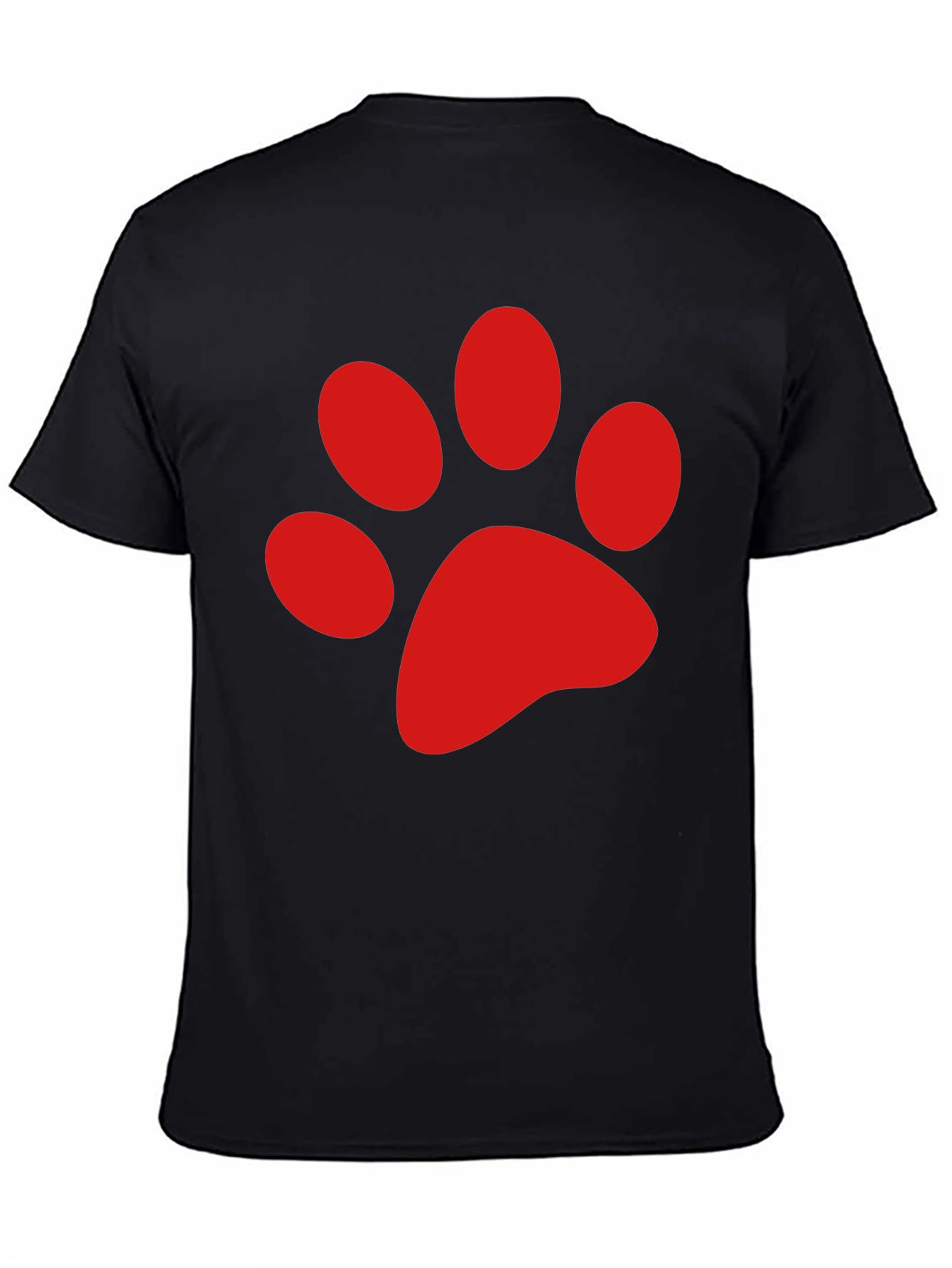 Black Tee with Red Paw Print Design