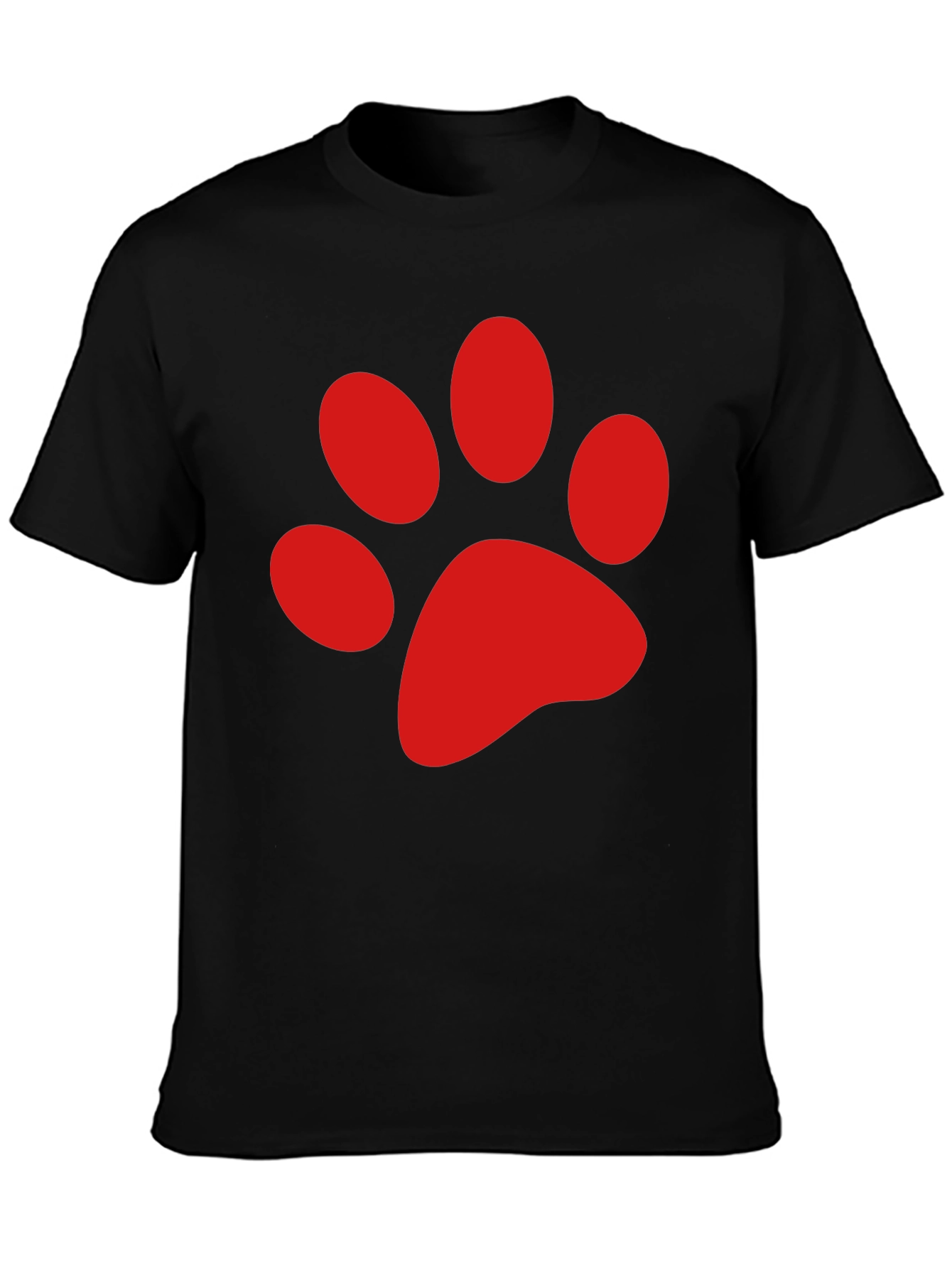 Black Tee with Red Paw Print Design