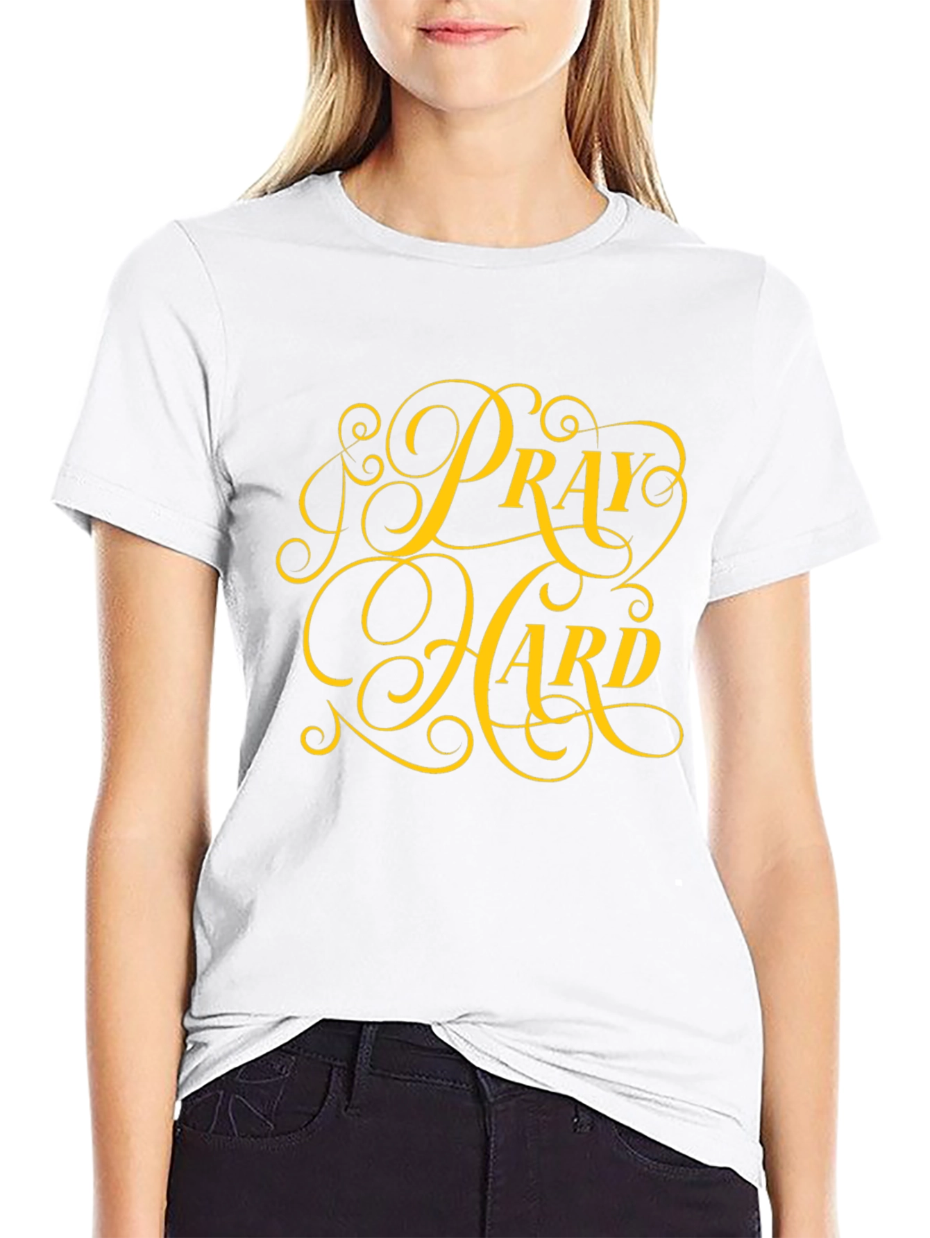 Pray Hard Black T-Shirt Inspirational Graphic Tee