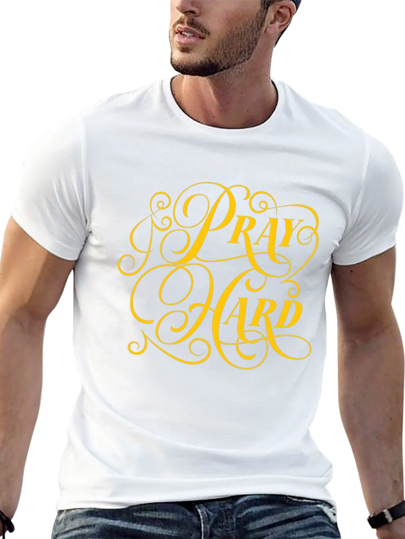 Pray Hard Black T-Shirt Inspirational Graphic Tee