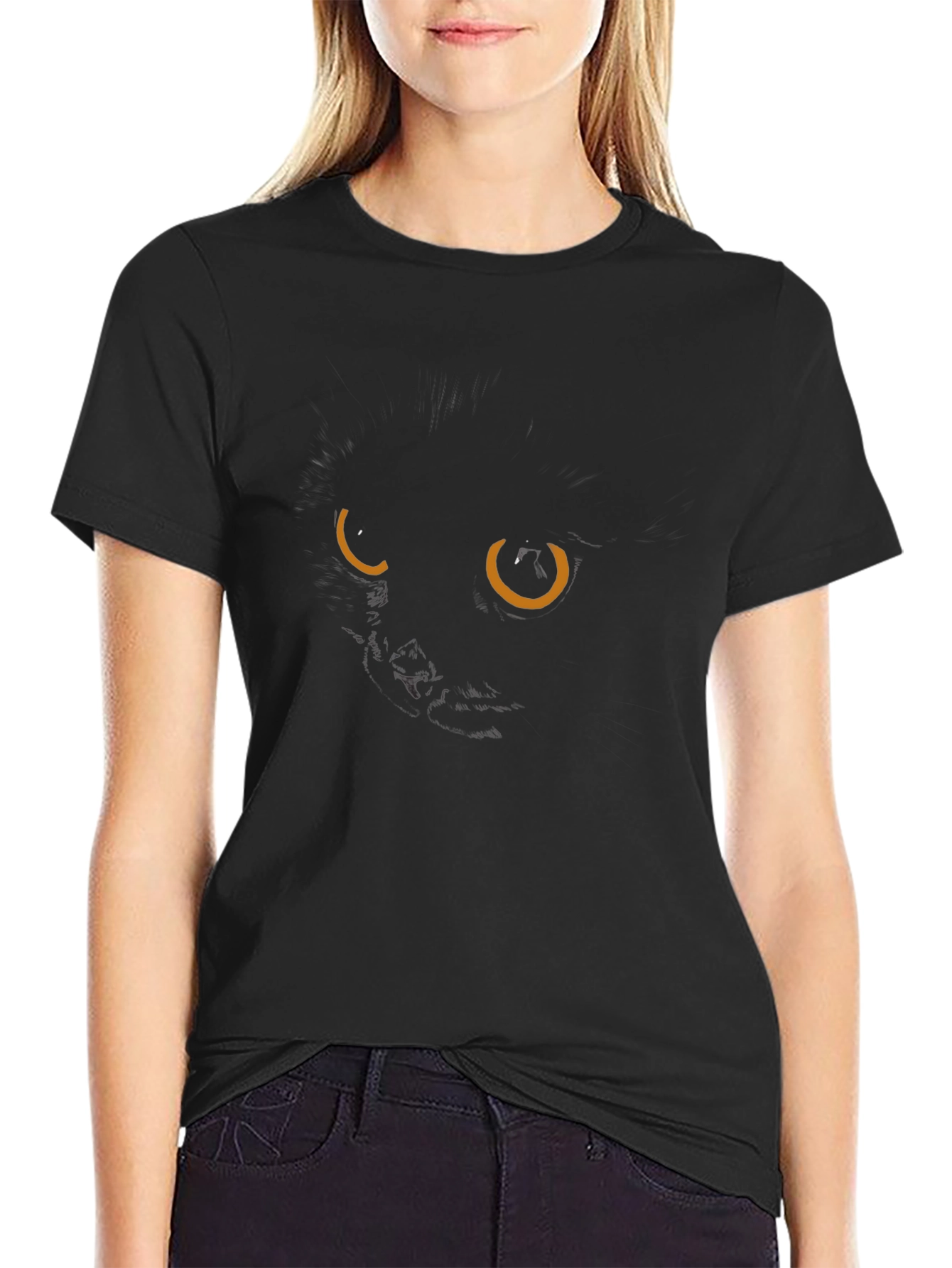 Mens Black Cat Eyes Graphic Tee