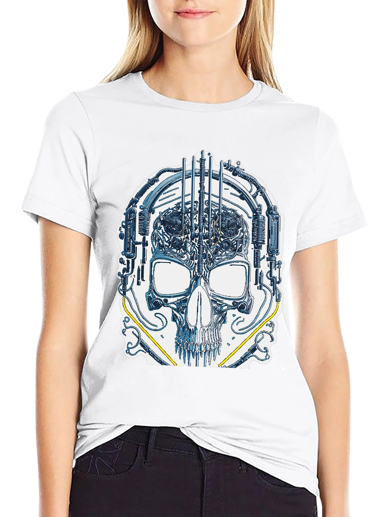 Cyber Skull Graphic T-Shirt - Unique Design