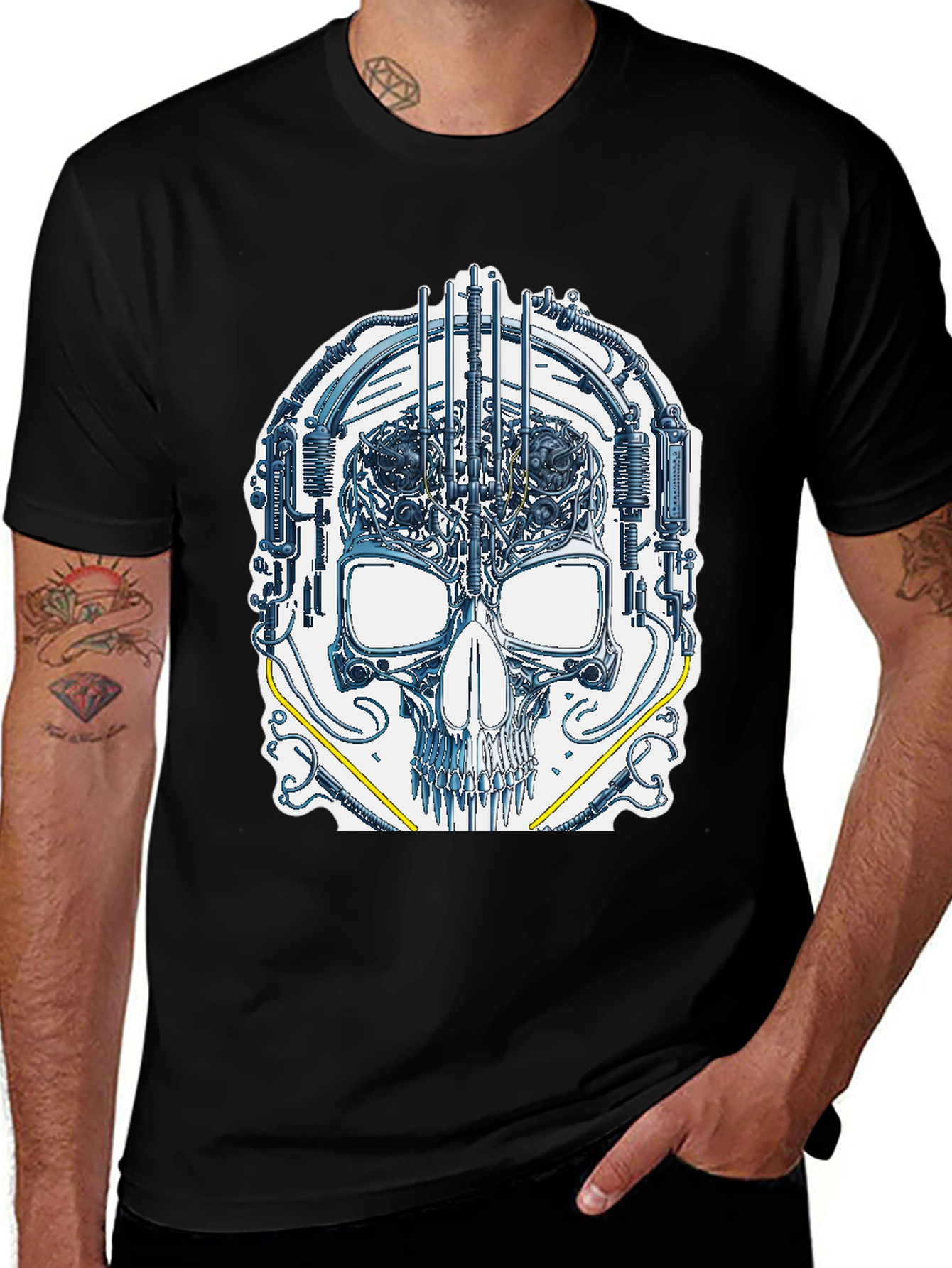 Cyber Skull Graphic T-Shirt - Unique Design