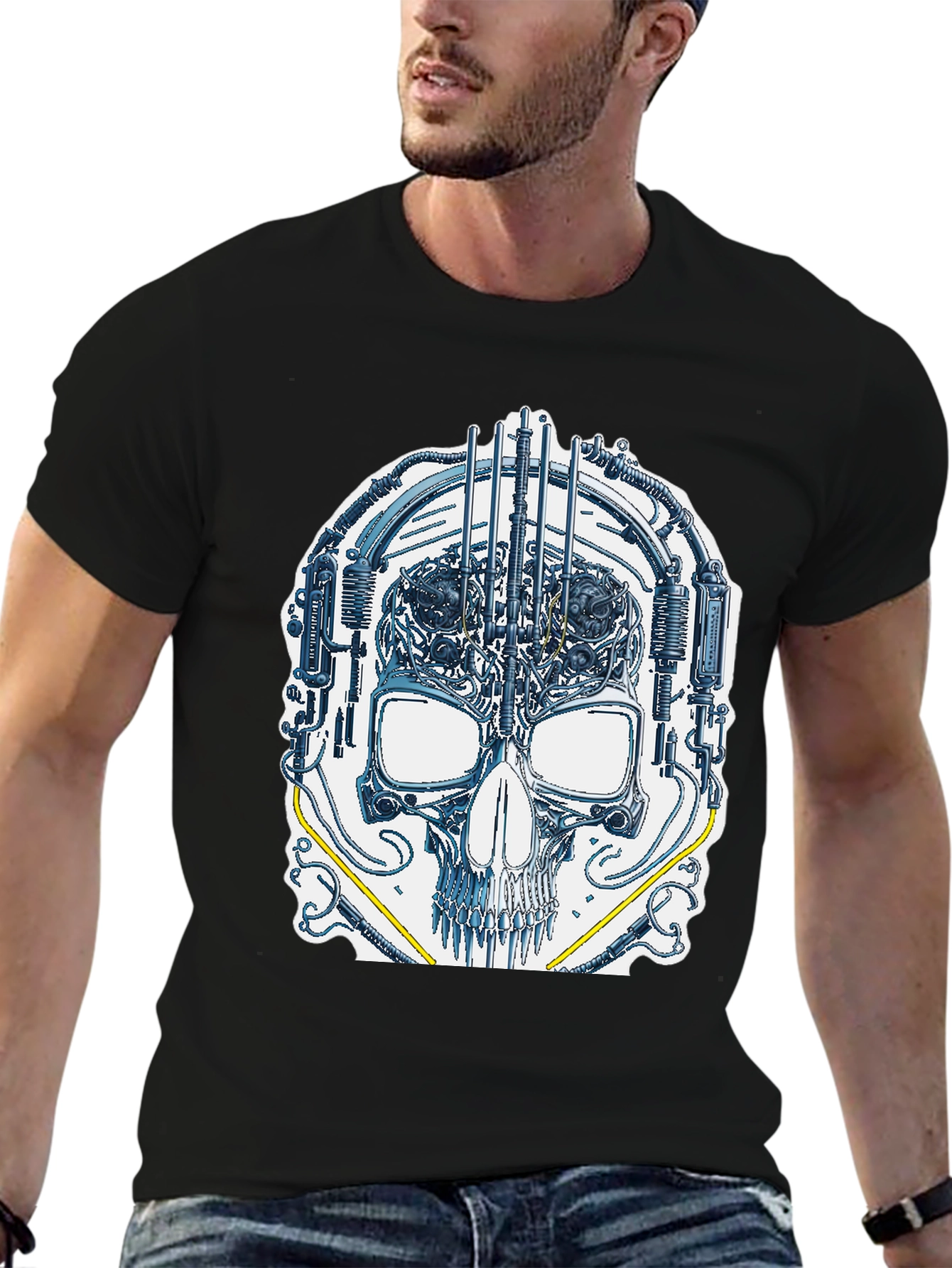 Cyber Skull Graphic T-Shirt - Unique Design