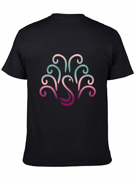 Stylish Black T-Shirt with Swan Design