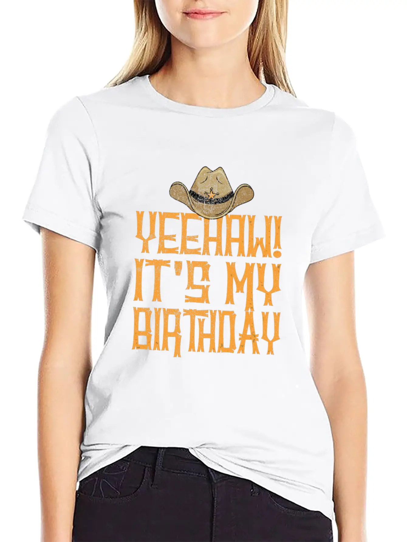 Yeehaw It's My Birthday Western Cowboy Unisex Short Sleeve Soft Cotton T-Shirt – Casual Everyday Wear