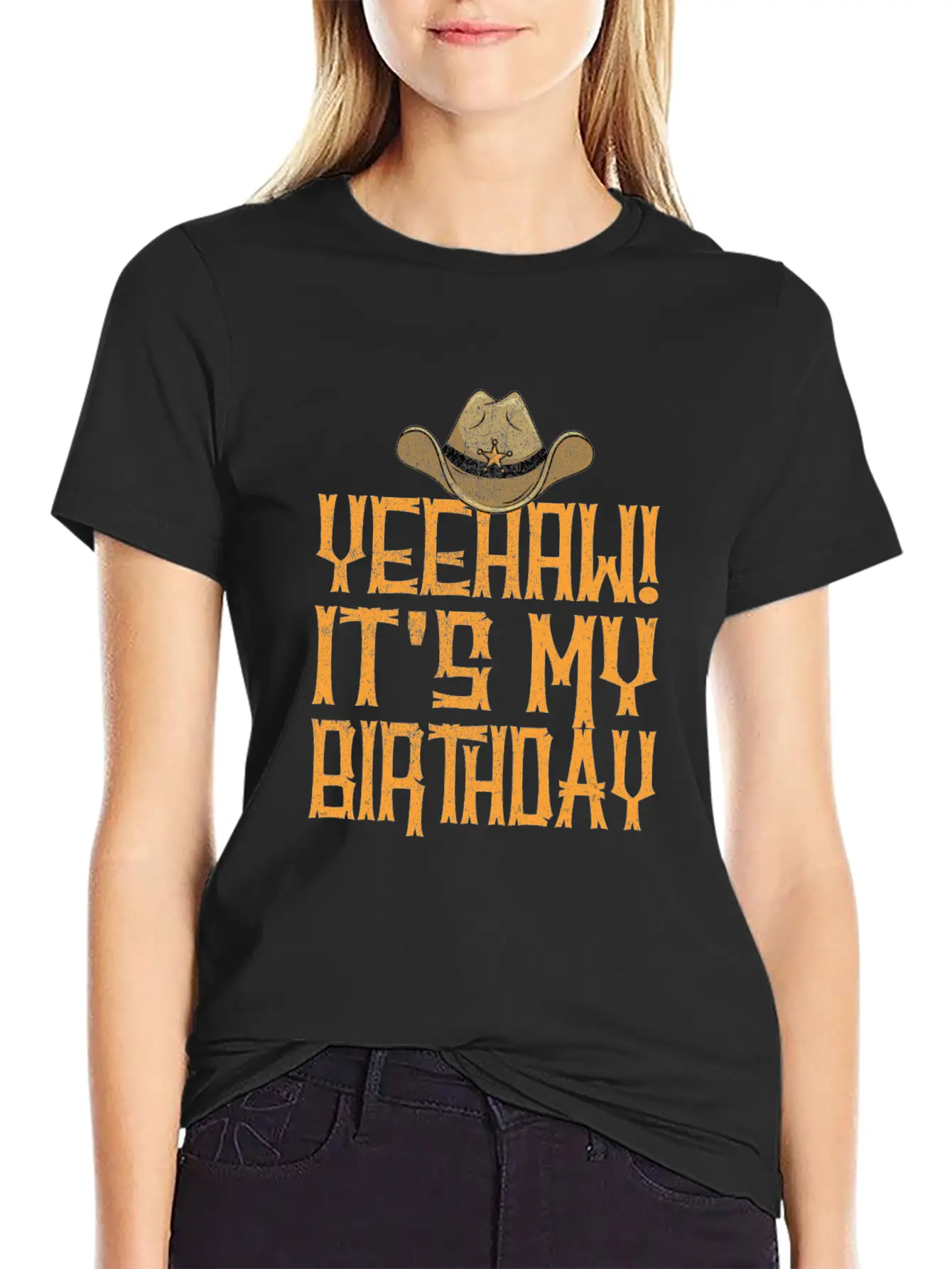Yeehaw It's My Birthday Western Cowboy Unisex Short Sleeve Soft Cotton T-Shirt – Casual Everyday Wear