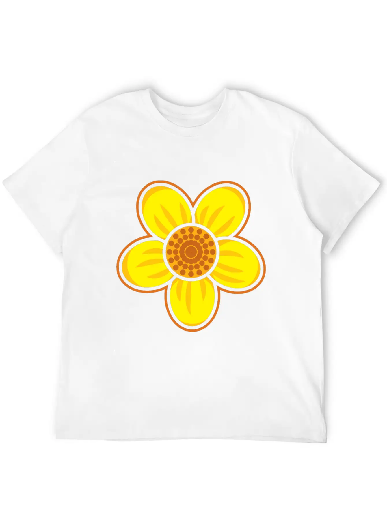 Yellow Flower Drawn Gift Girl Present Kid Stylish Everyday T-Shirt – Unisex Basic Cotton Tee