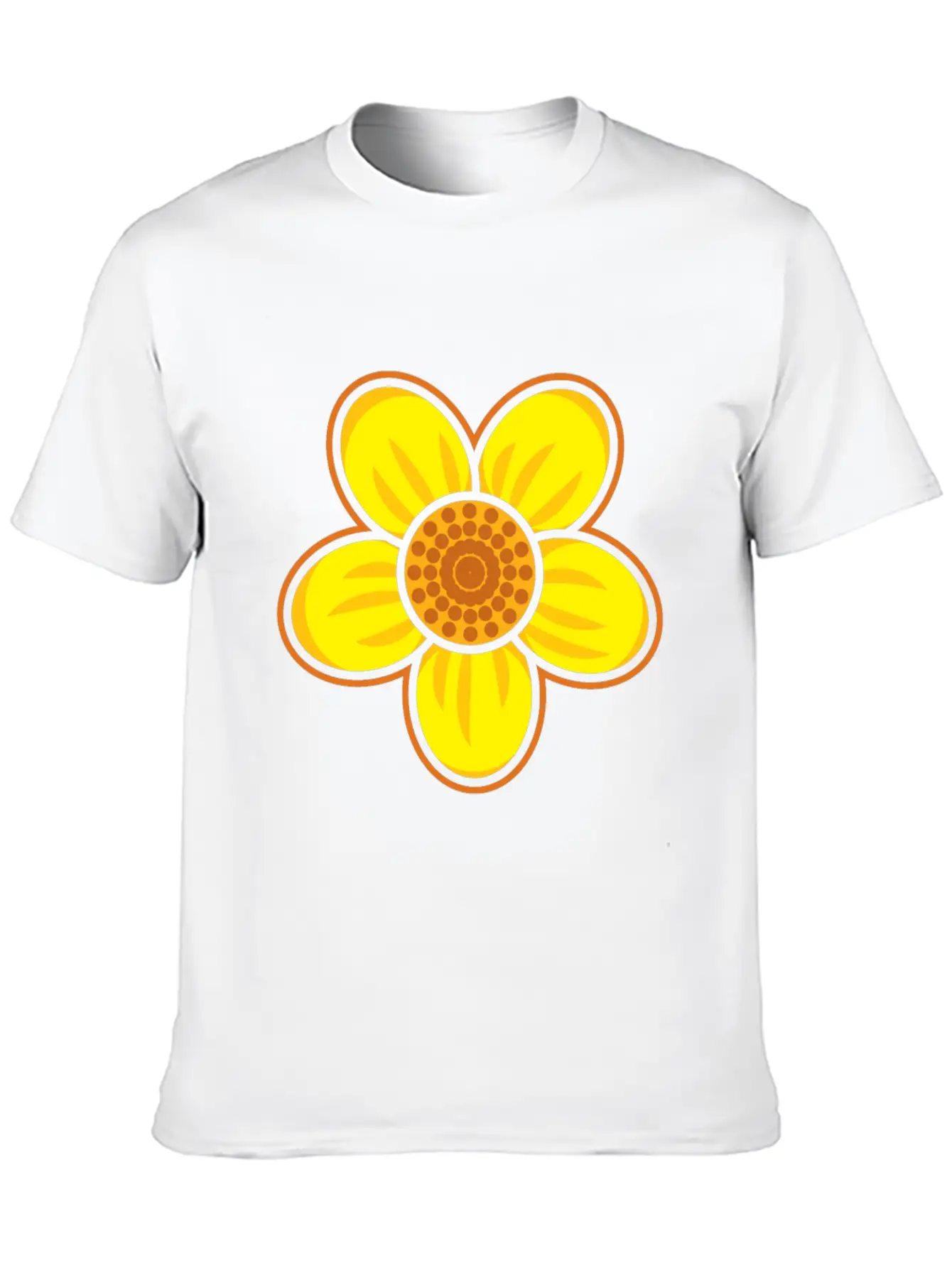 Yellow Flower Drawn Gift Girl Present Kid Stylish Everyday T-Shirt – Unisex Basic Cotton Tee