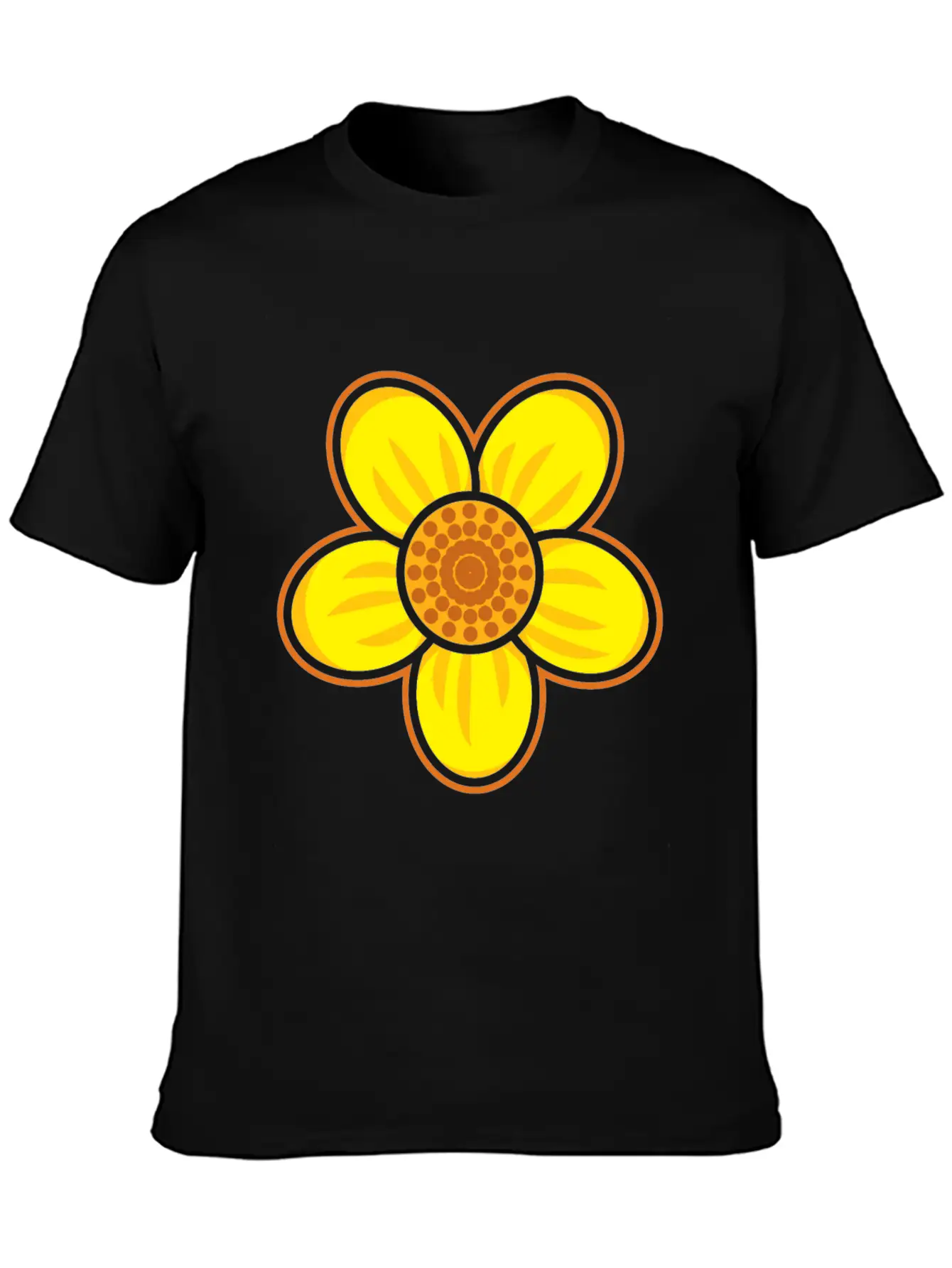 Yellow Flower Drawn Gift Girl Present Kid Stylish Everyday T-Shirt – Unisex Basic Cotton Tee