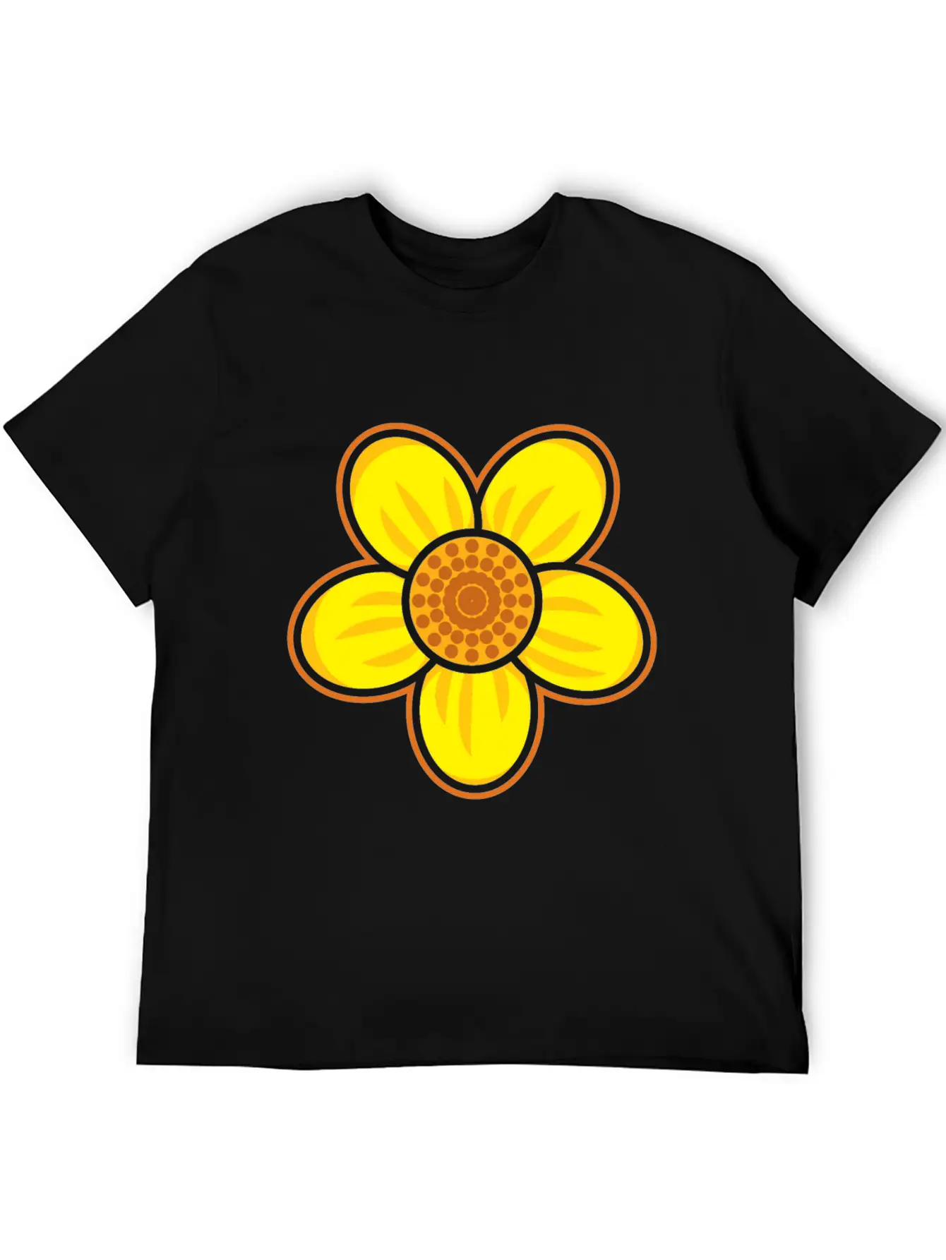 Yellow Flower Drawn Gift Girl Present Kid Stylish Everyday T-Shirt – Unisex Basic Cotton Tee