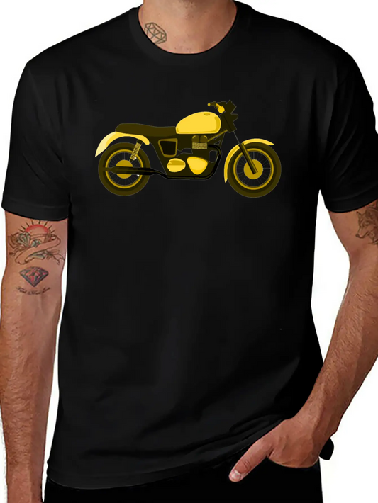 Yellow Motorcycle Comfortable Minimalist Graphic Tee – Summer Style Essential