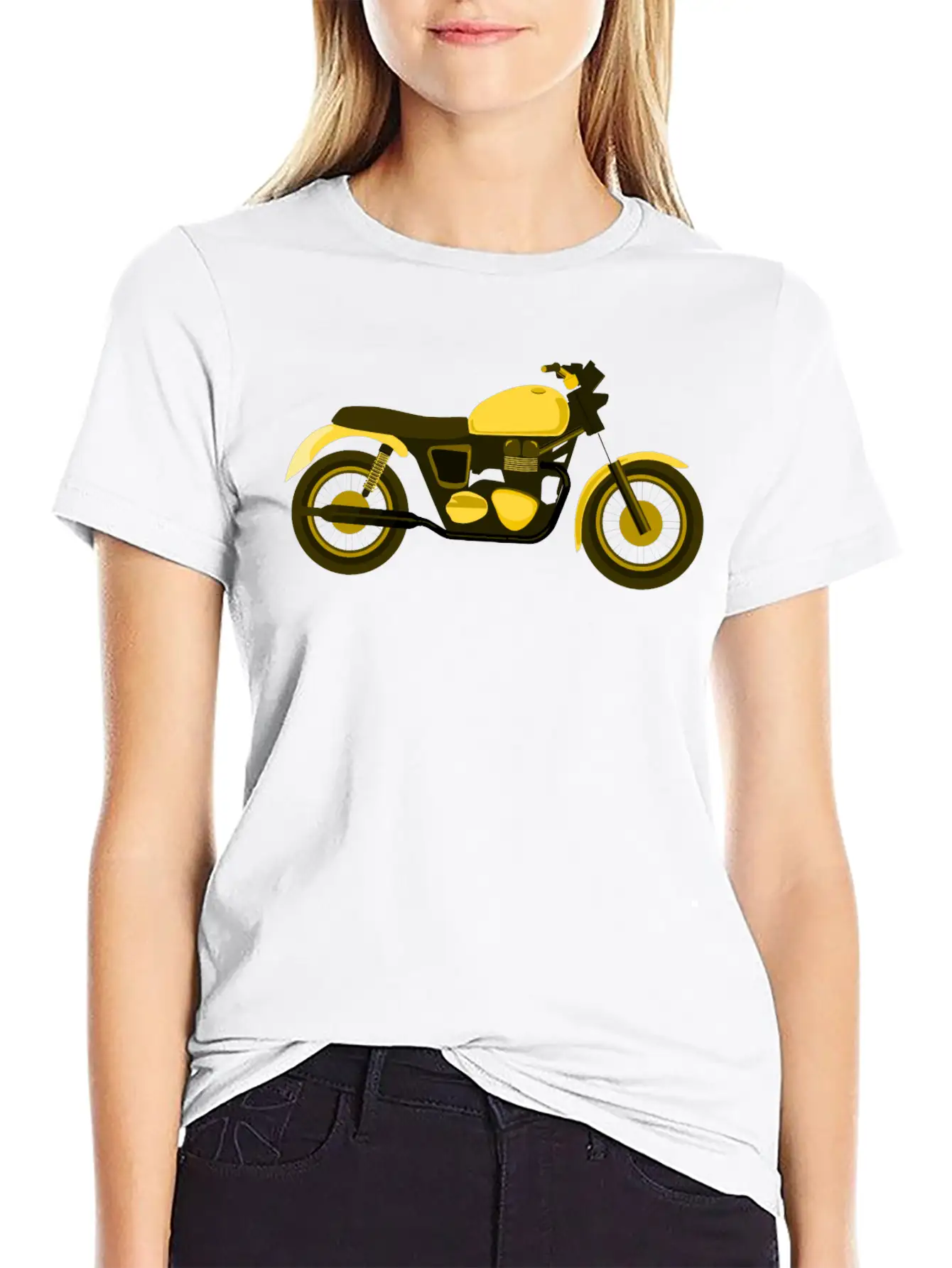 Yellow Motorcycle Comfortable Minimalist Graphic Tee – Summer Style Essential