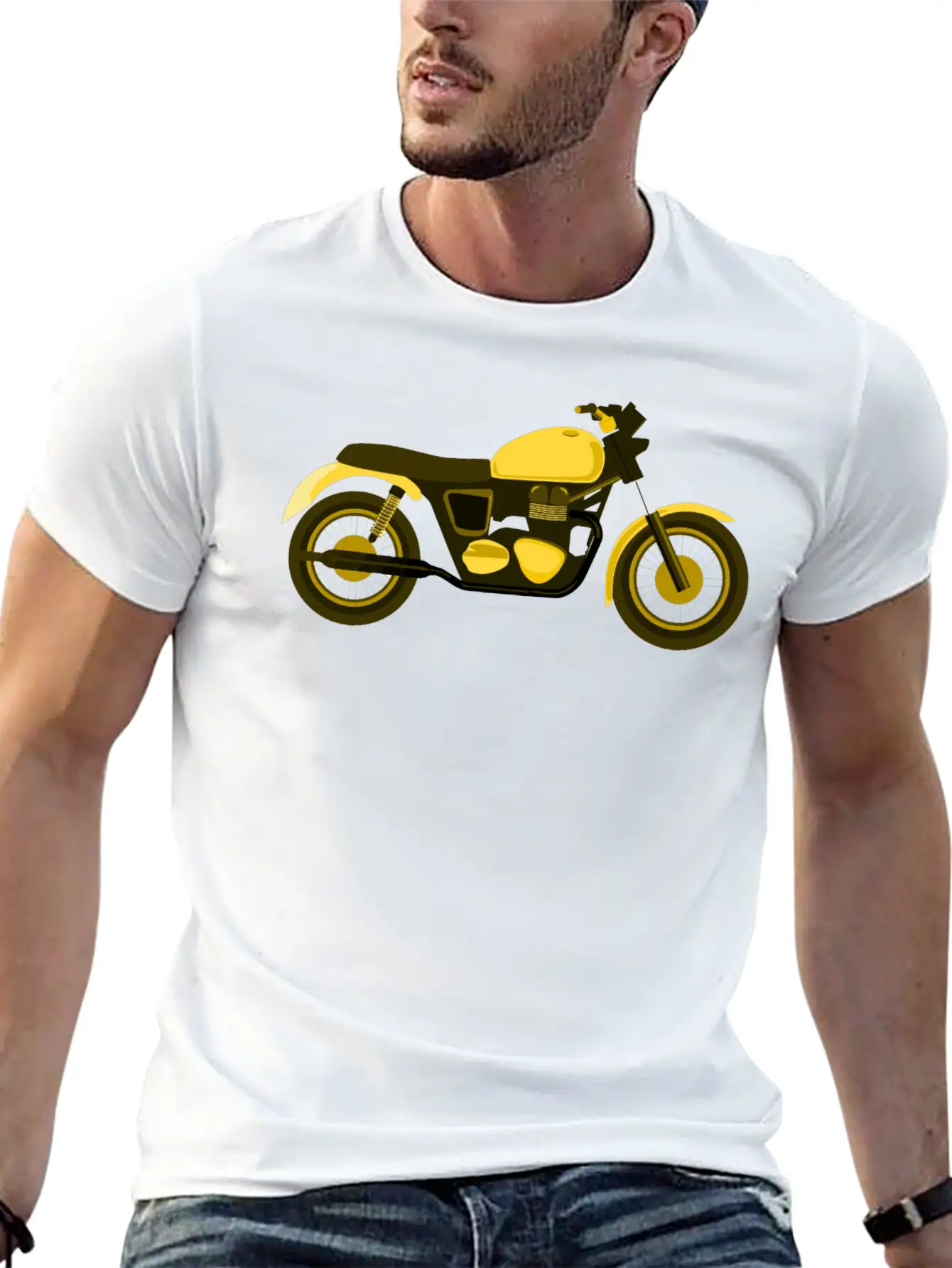 Yellow Motorcycle Comfortable Minimalist Graphic Tee – Summer Style Essential