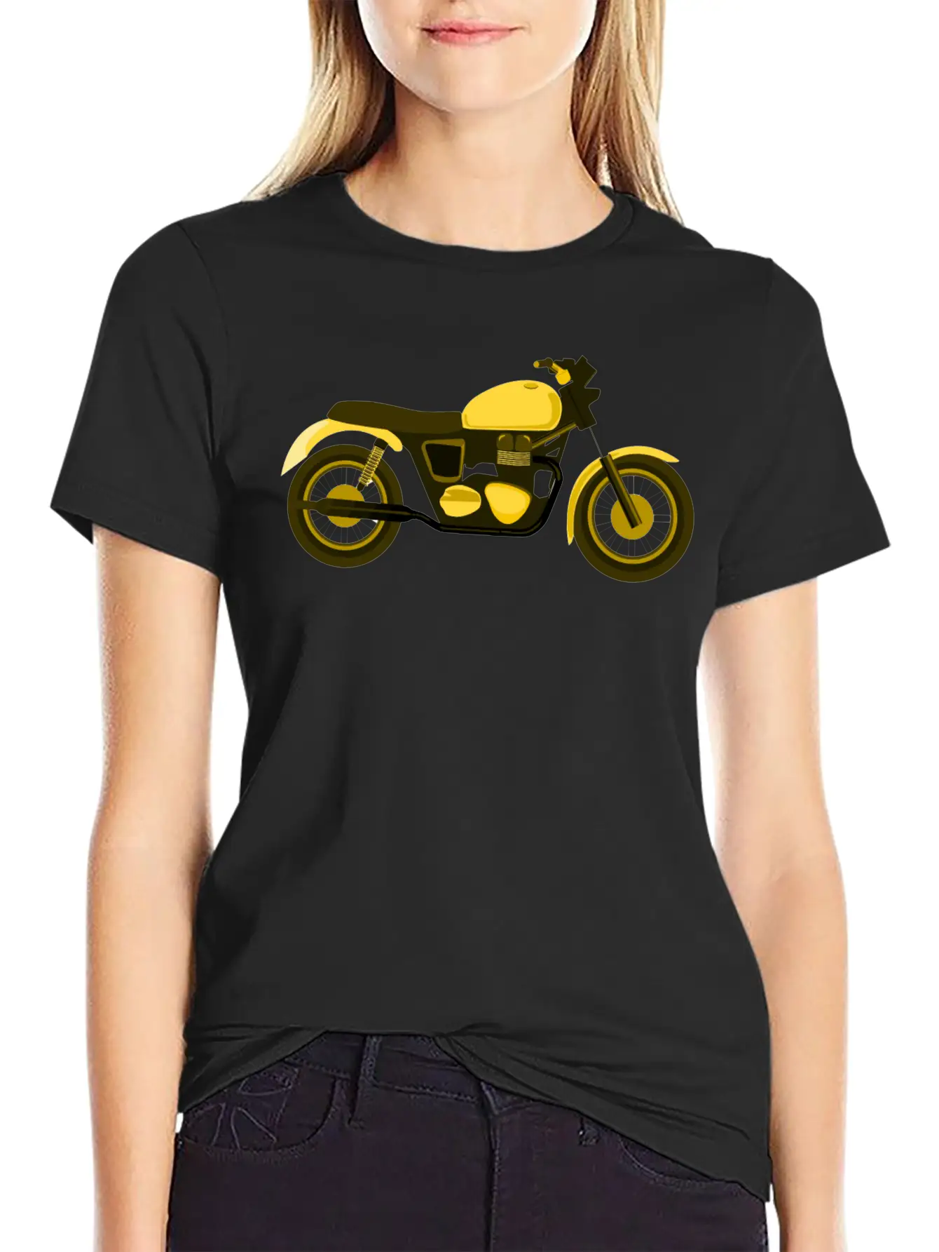 Yellow Motorcycle Comfortable Minimalist Graphic Tee – Summer Style Essential