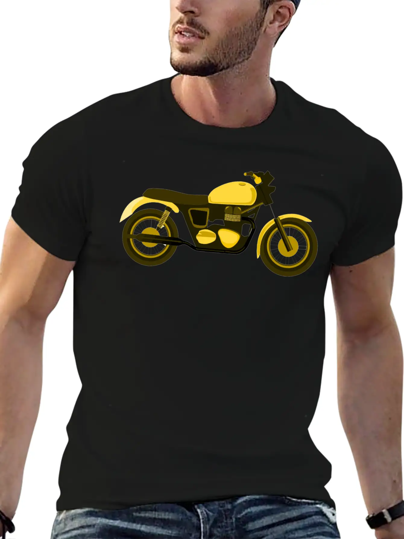 Yellow Motorcycle Comfortable Minimalist Graphic Tee – Summer Style Essential
