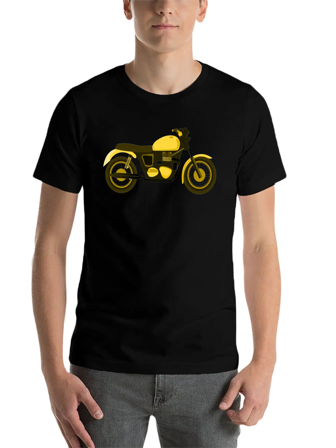 Yellow Motorcycle Comfortable Minimalist Graphic Tee – Summer Style Essential