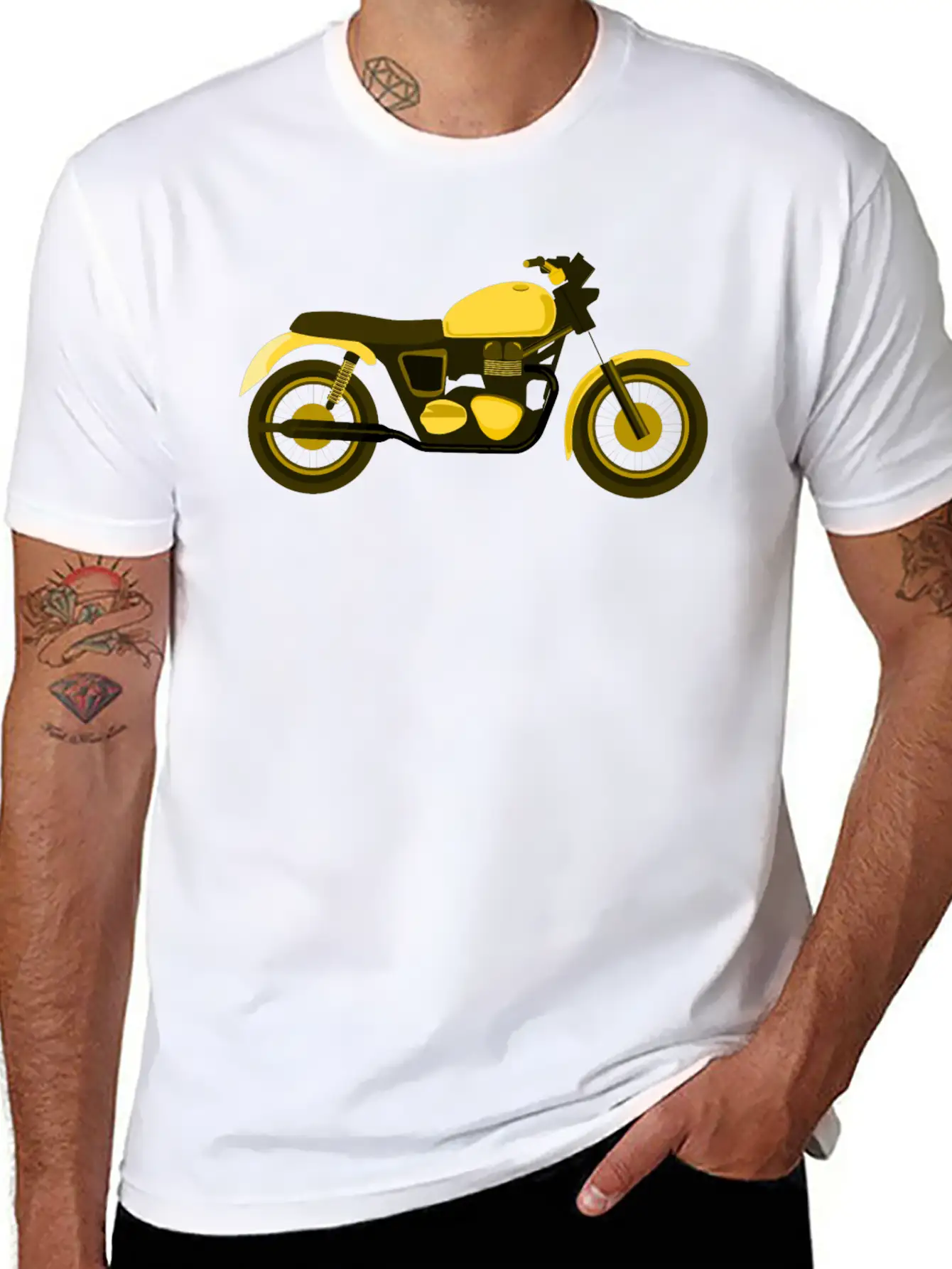 Yellow Motorcycle Comfortable Minimalist Graphic Tee – Summer Style Essential