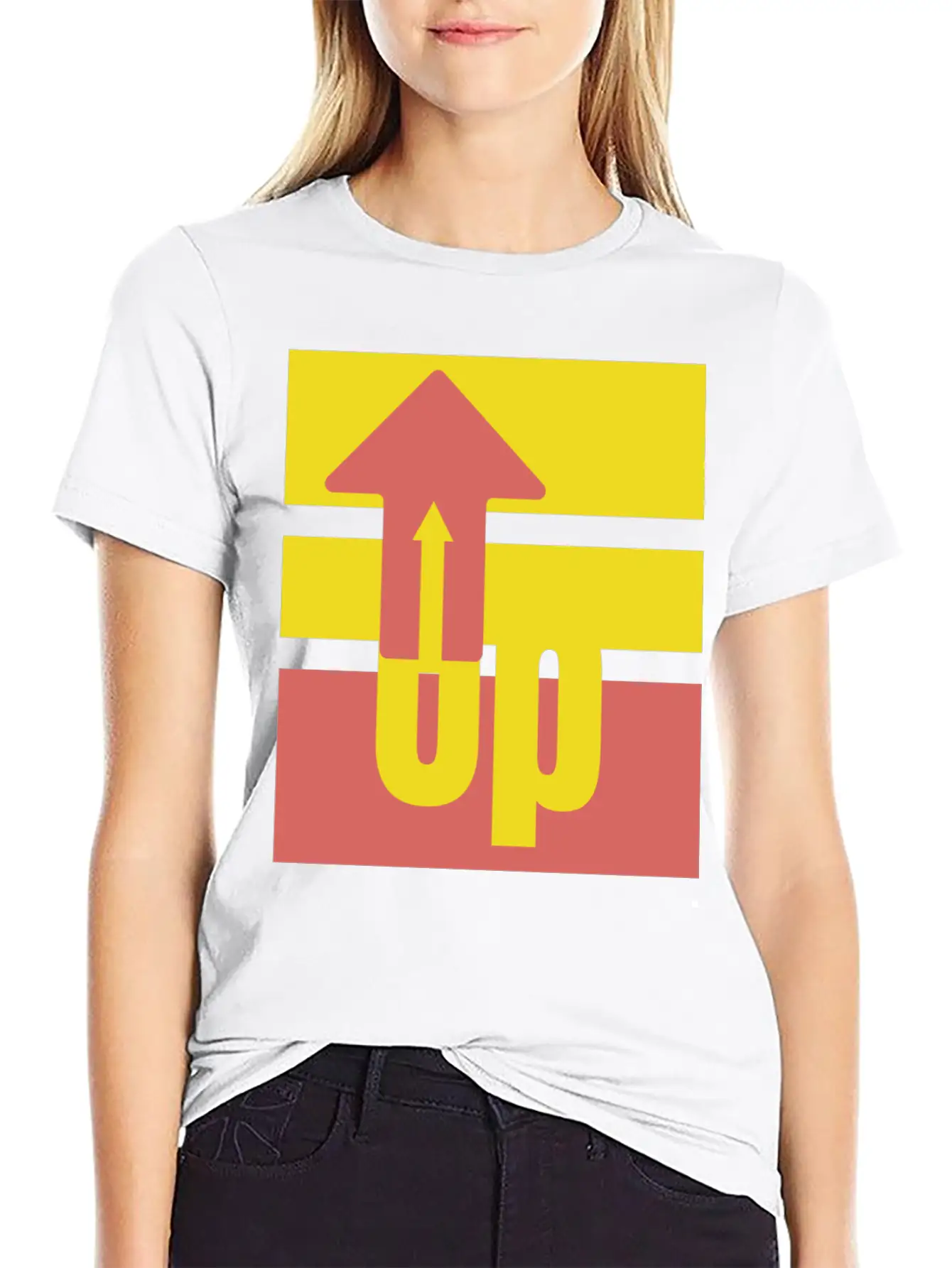 Yellow Red Up Arrow Basic Graphic T-Shirt – Daily Comfort In Soft Cotton