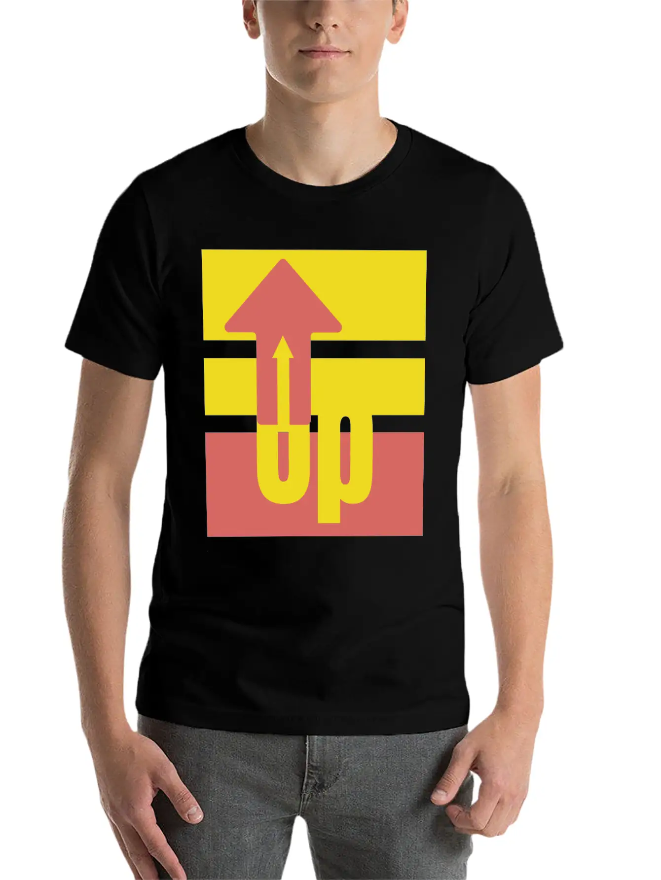 Yellow Red Up Arrow Basic Graphic T-Shirt – Daily Comfort In Soft Cotton