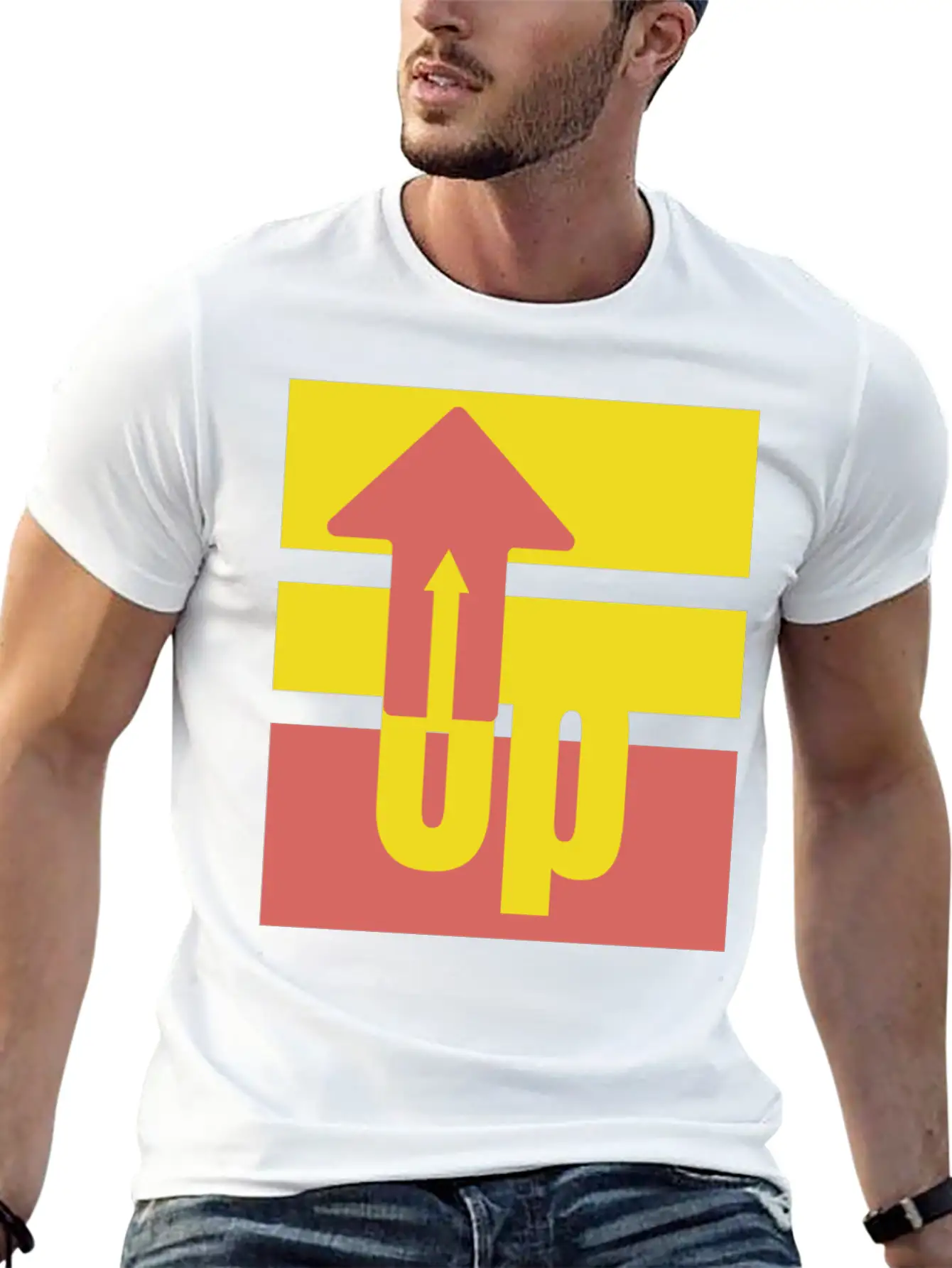 Yellow Red Up Arrow Basic Graphic T-Shirt – Daily Comfort In Soft Cotton