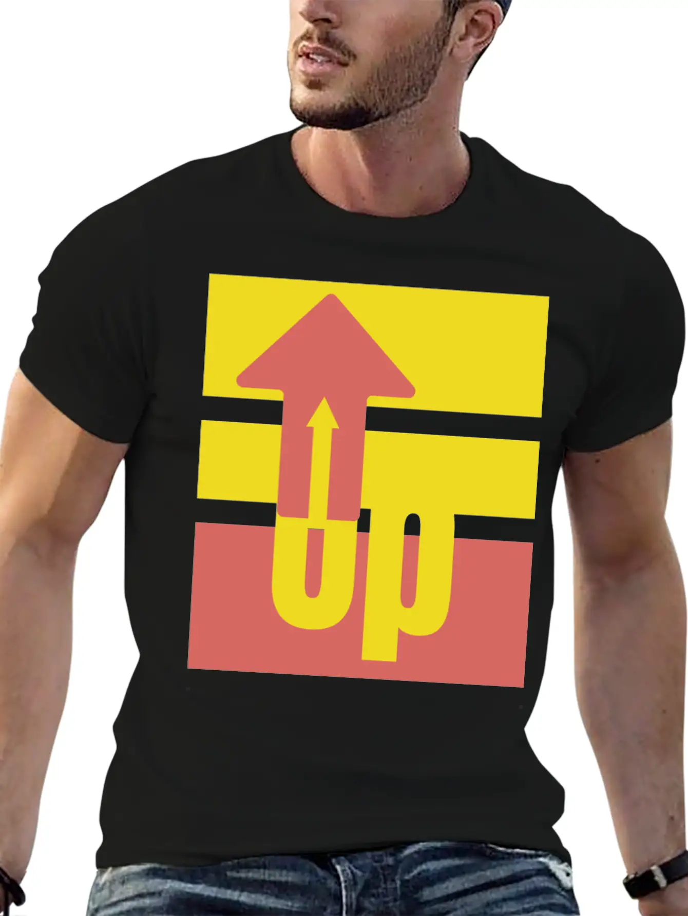 Yellow Red Up Arrow Basic Graphic T-Shirt – Daily Comfort In Soft Cotton