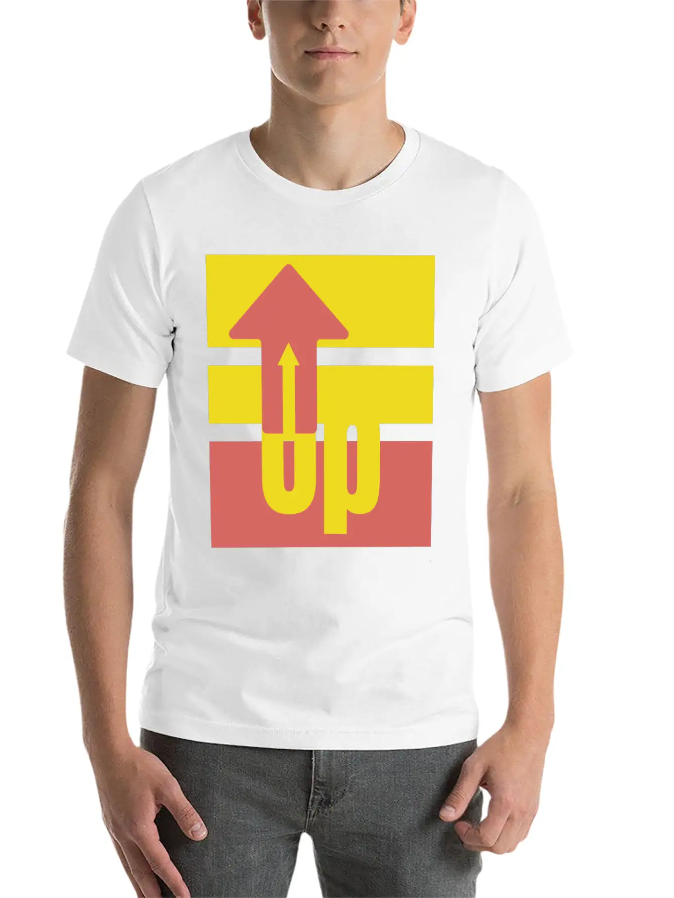 Yellow Red Up Arrow Basic Graphic T-Shirt – Daily Comfort In Soft Cotton